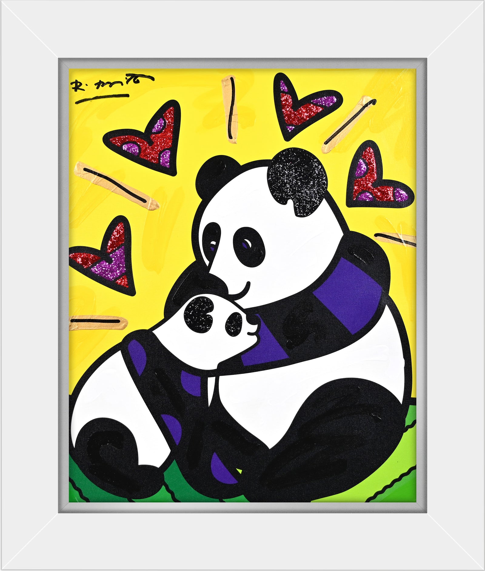 Panda Love - Mixed Media Original