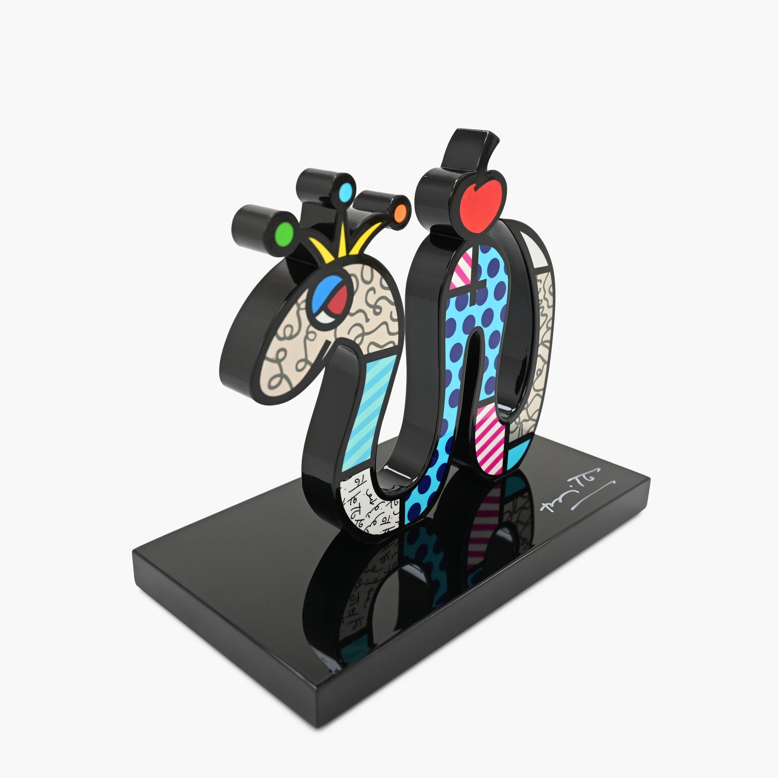 Side profile of hand signed Snake contemporary art sculpture by Romero Britto