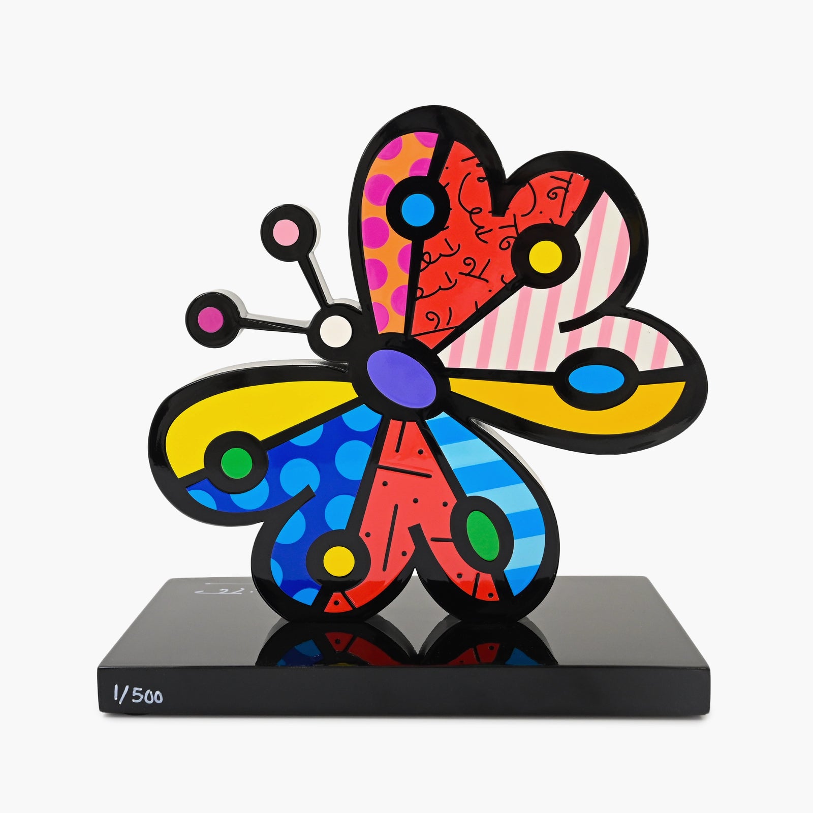 Back view of Romero Britto Garden Butterfly limited edition fine art sculpture