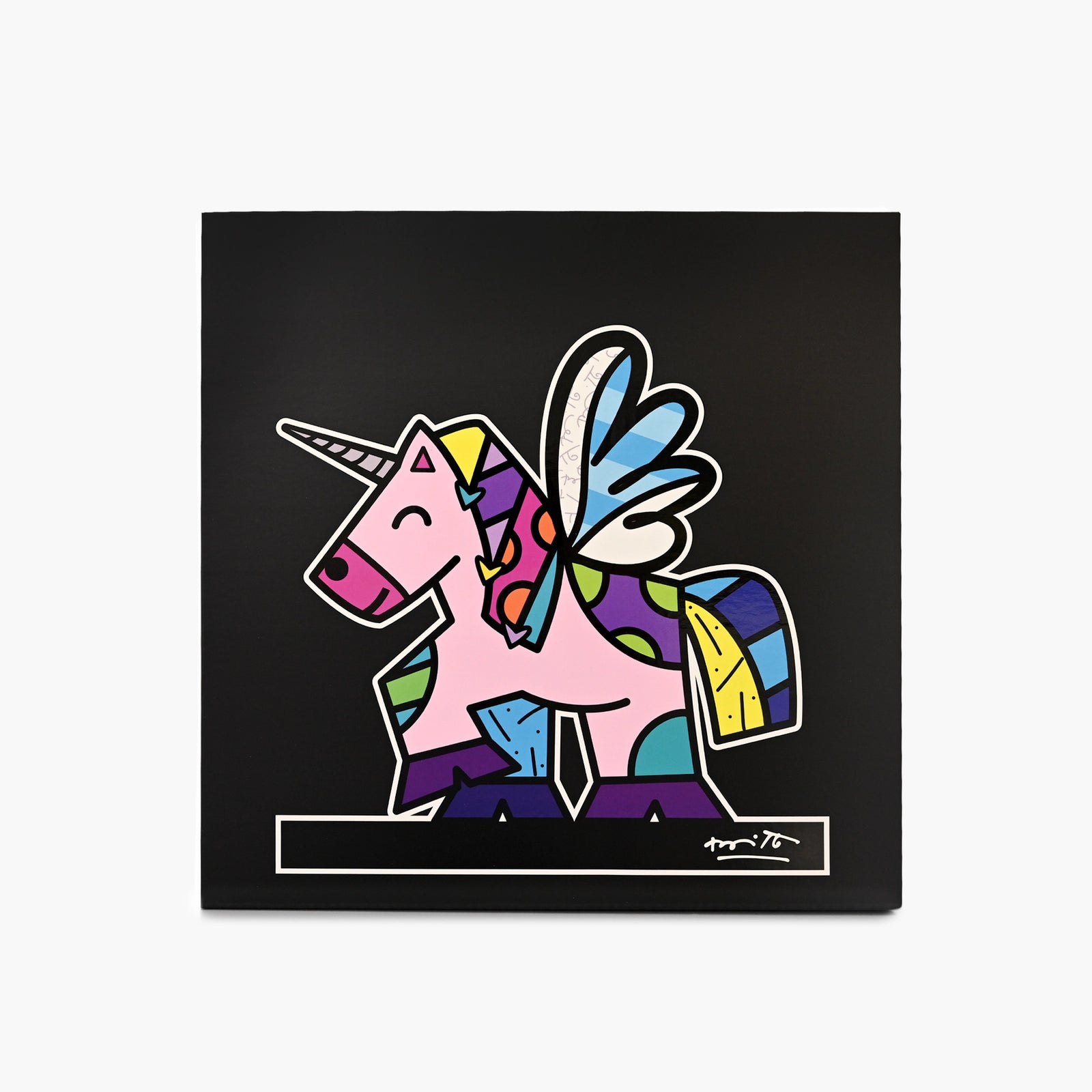Original Romero Britto Studio packaging for Unicorn limited edition sculpture
