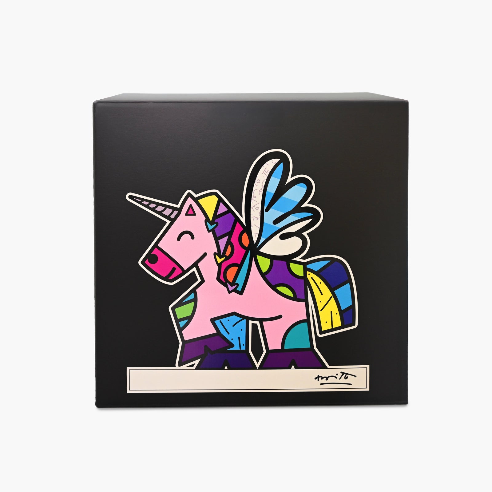 Original Romero Britto Studio packaging for Unicorn limited edition sculpture