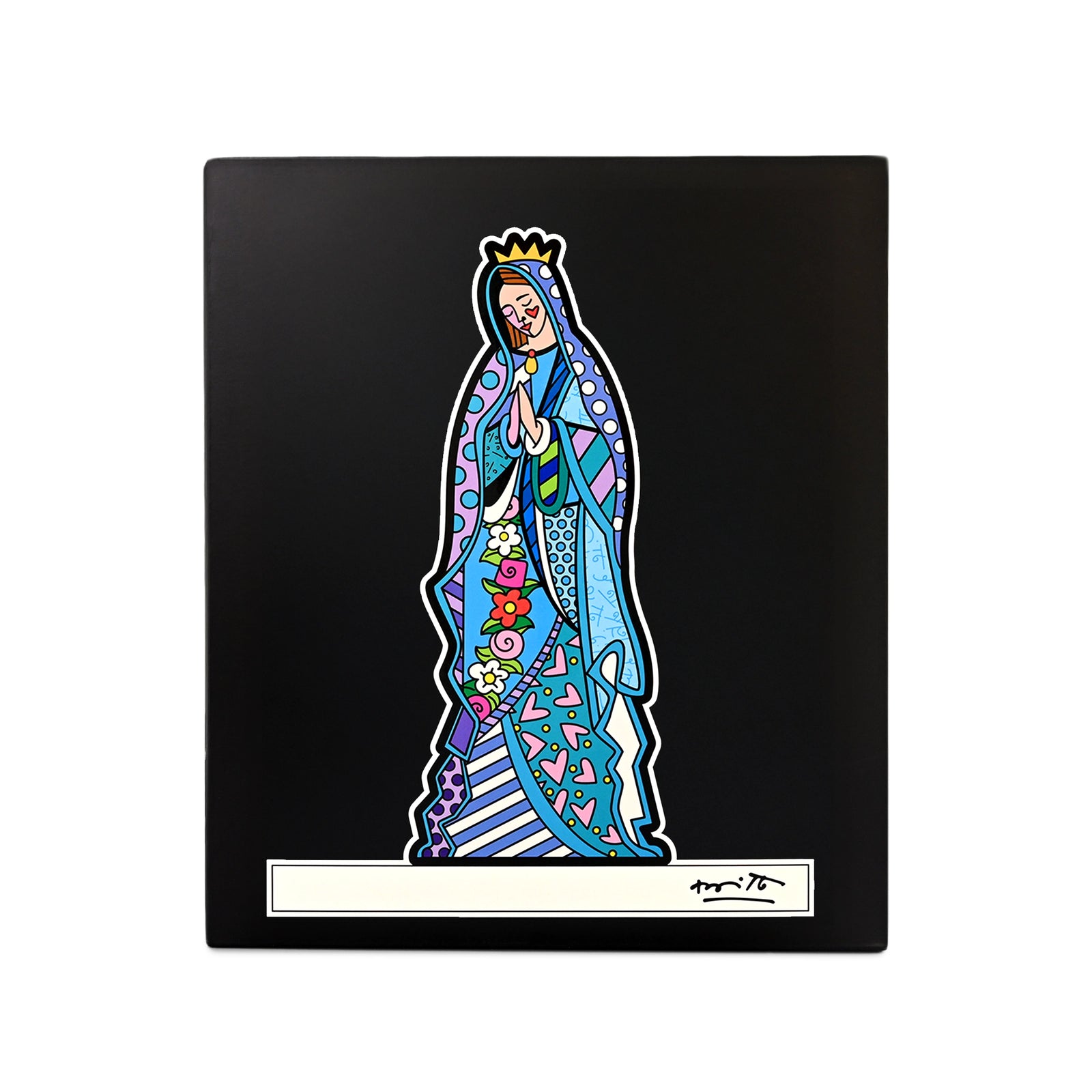 Original Romero Britto Studio packaging for Virgin Mary limited edition sculpture