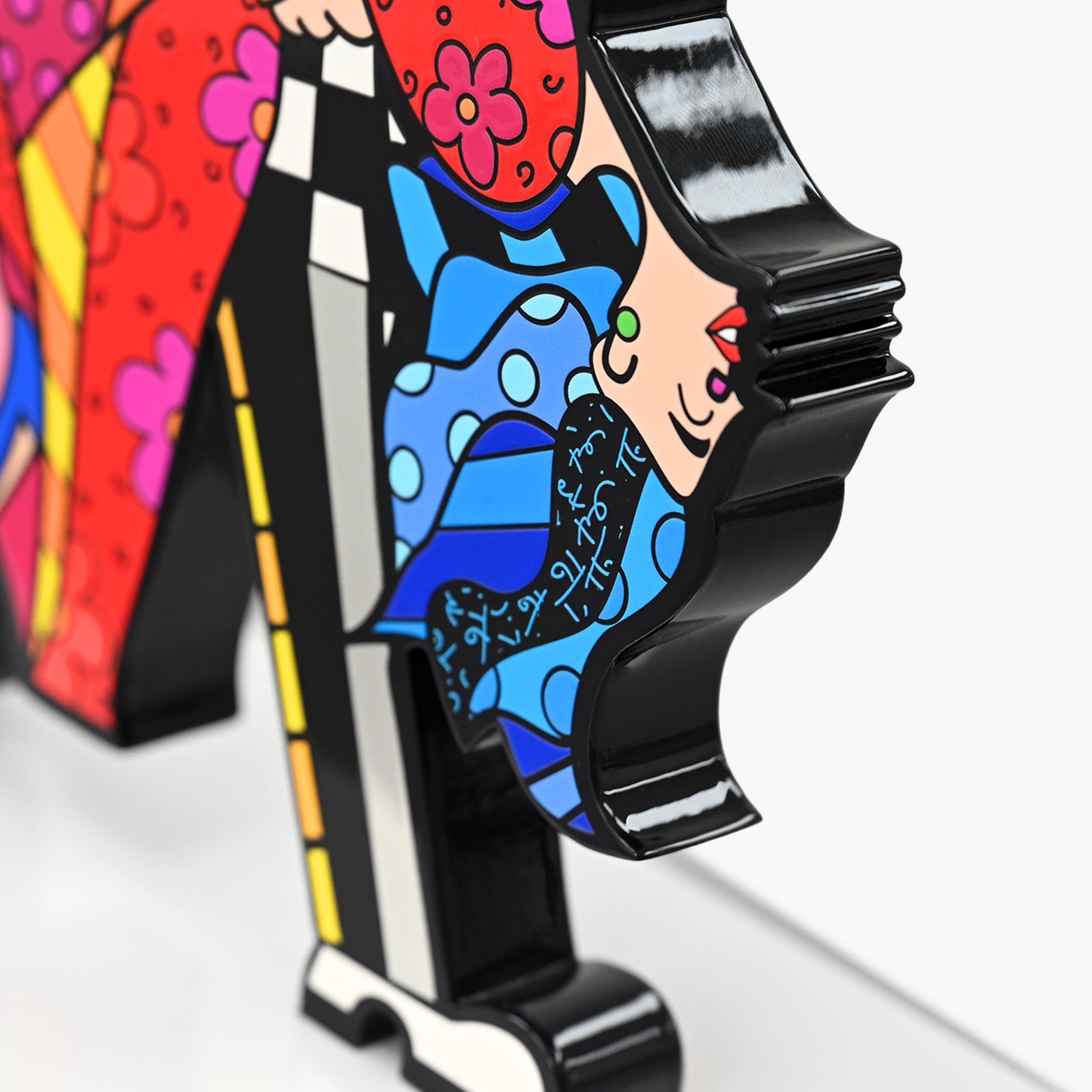 Close-up detail of Romero Britto True Love fine art sculpture showing texture and color