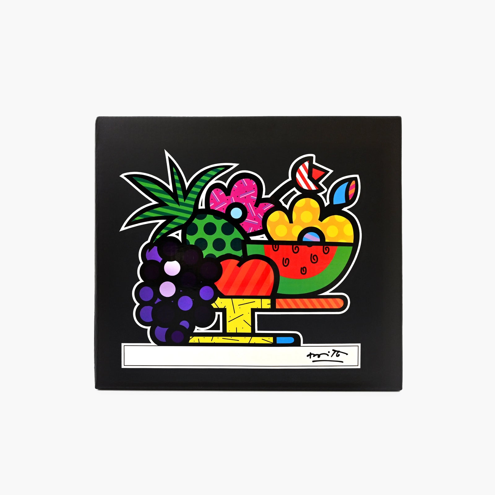 Original Romero Britto Studio packaging for Fruit Bowl limited edition sculpture