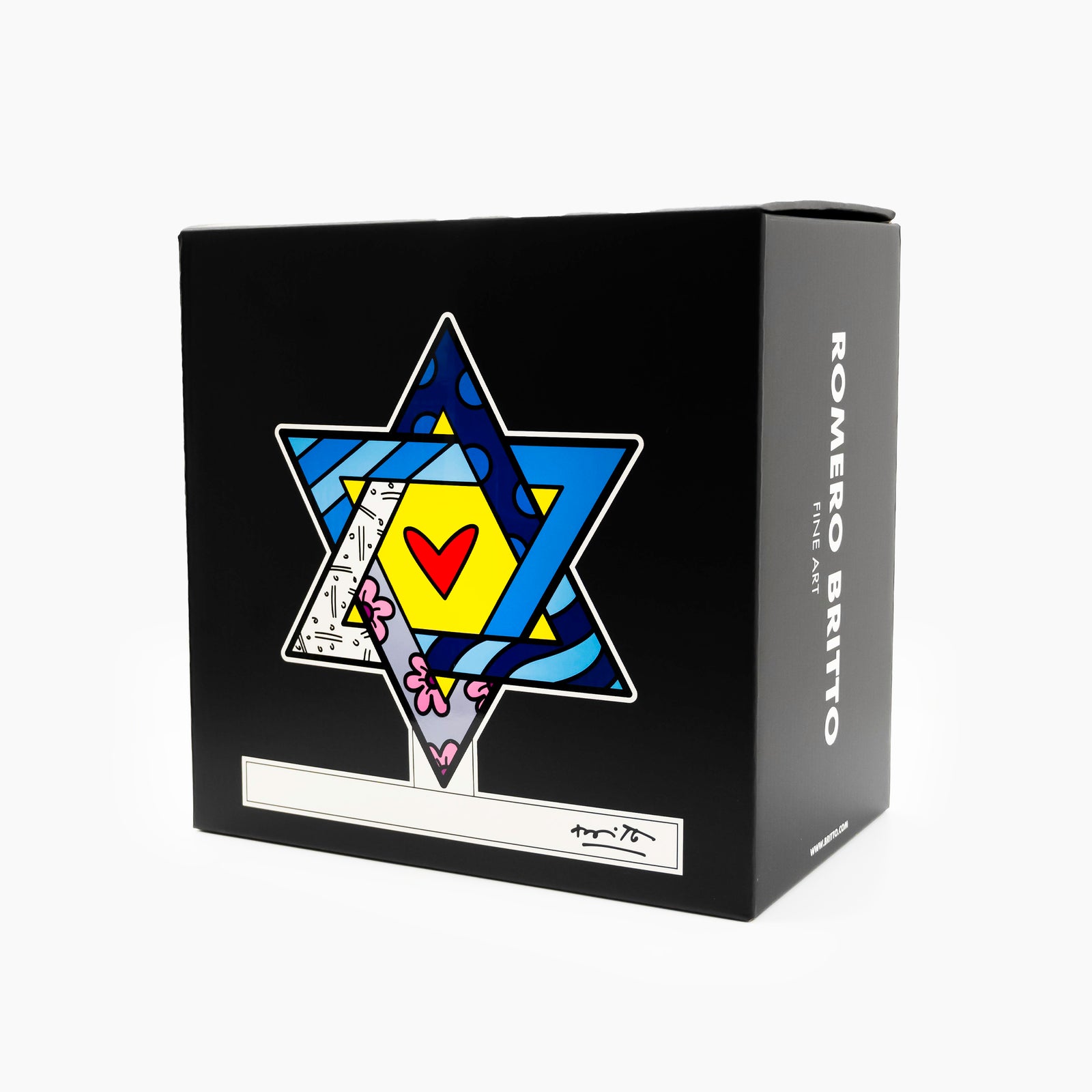 Romero Britto star of david white base colorful pop art design
