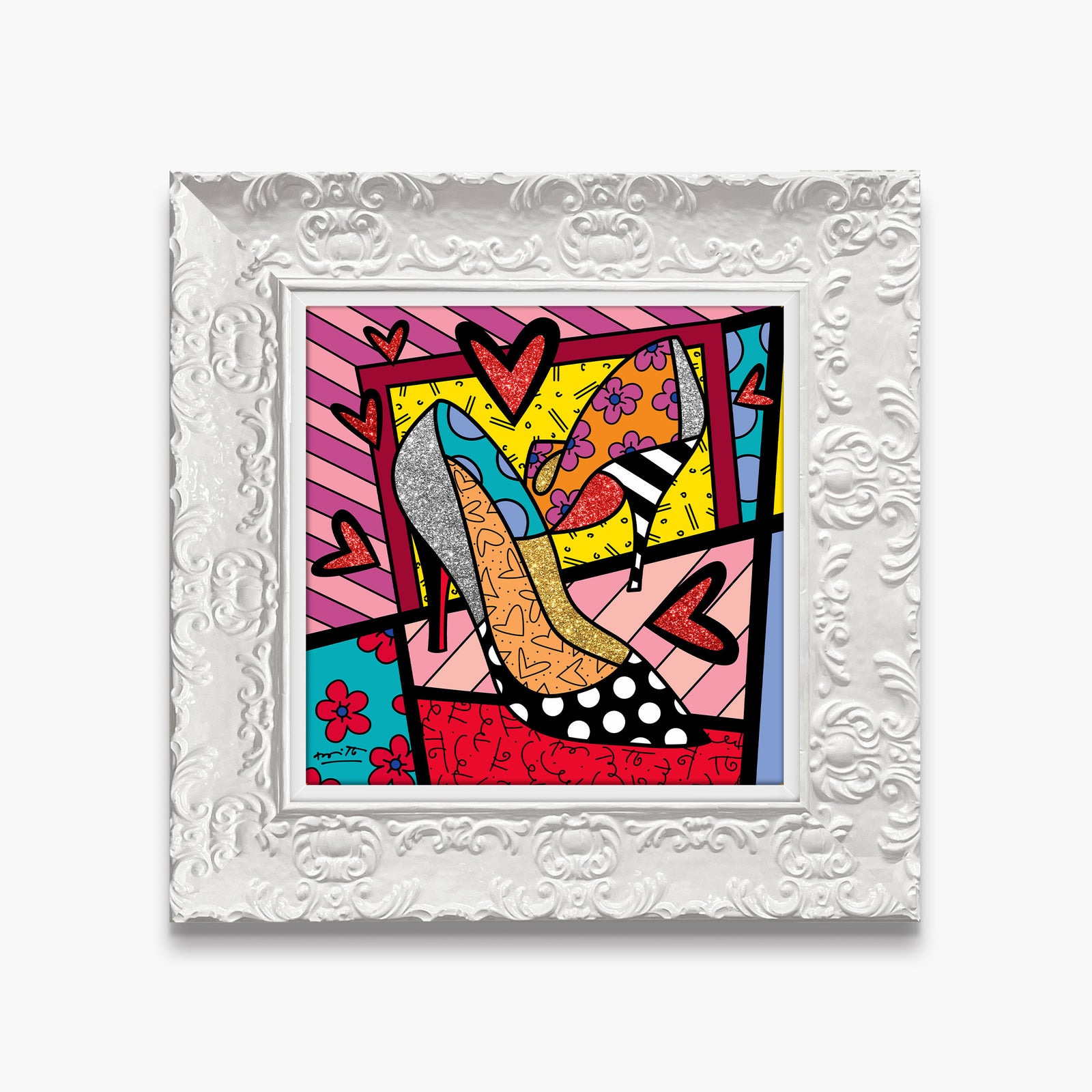 Romero Britto heels limited edition print colorful pop art design