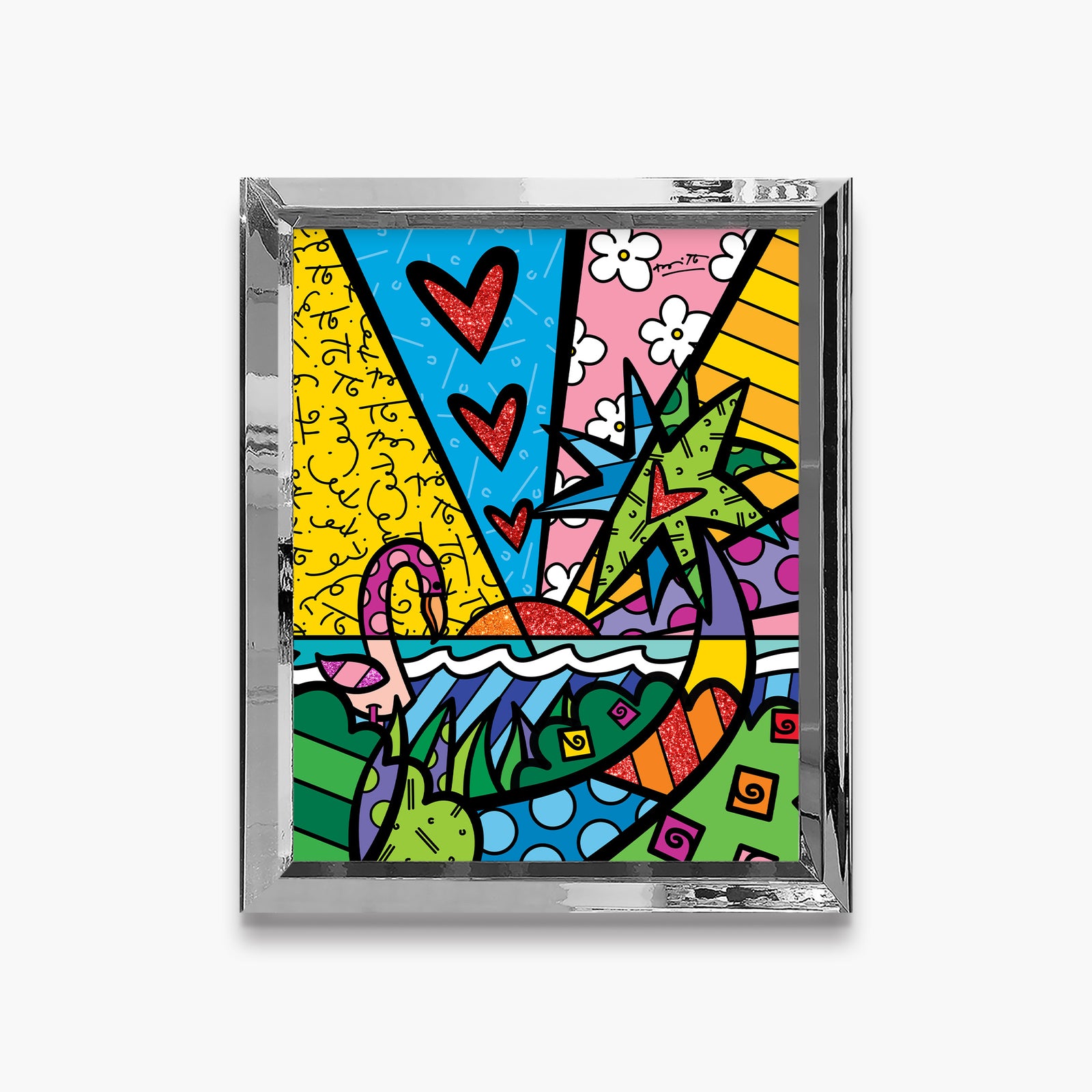 Romero Britto tropical paradise limited edition print contemporary pop art piece