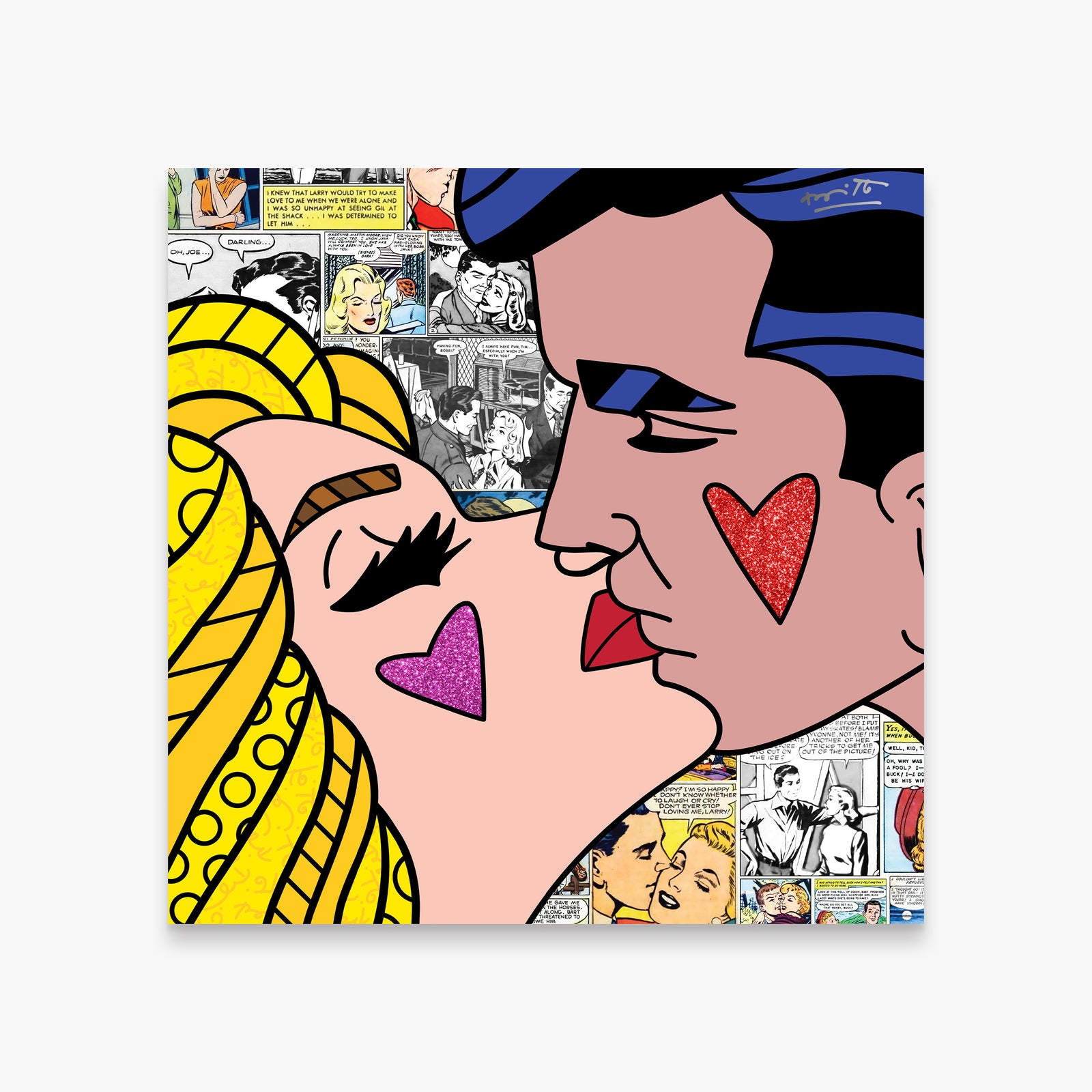 Romero Britto beijos limited edition print colorful pop art design