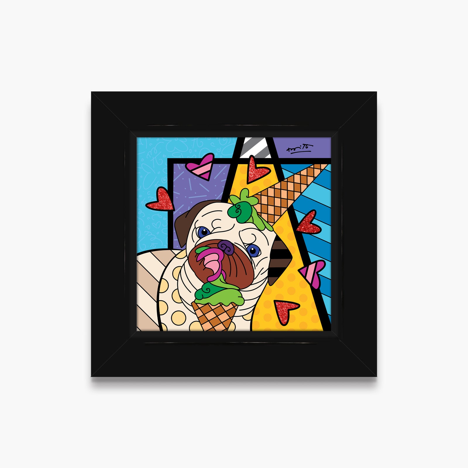 Romero Britto pistachio limited edition print colorful pop art design