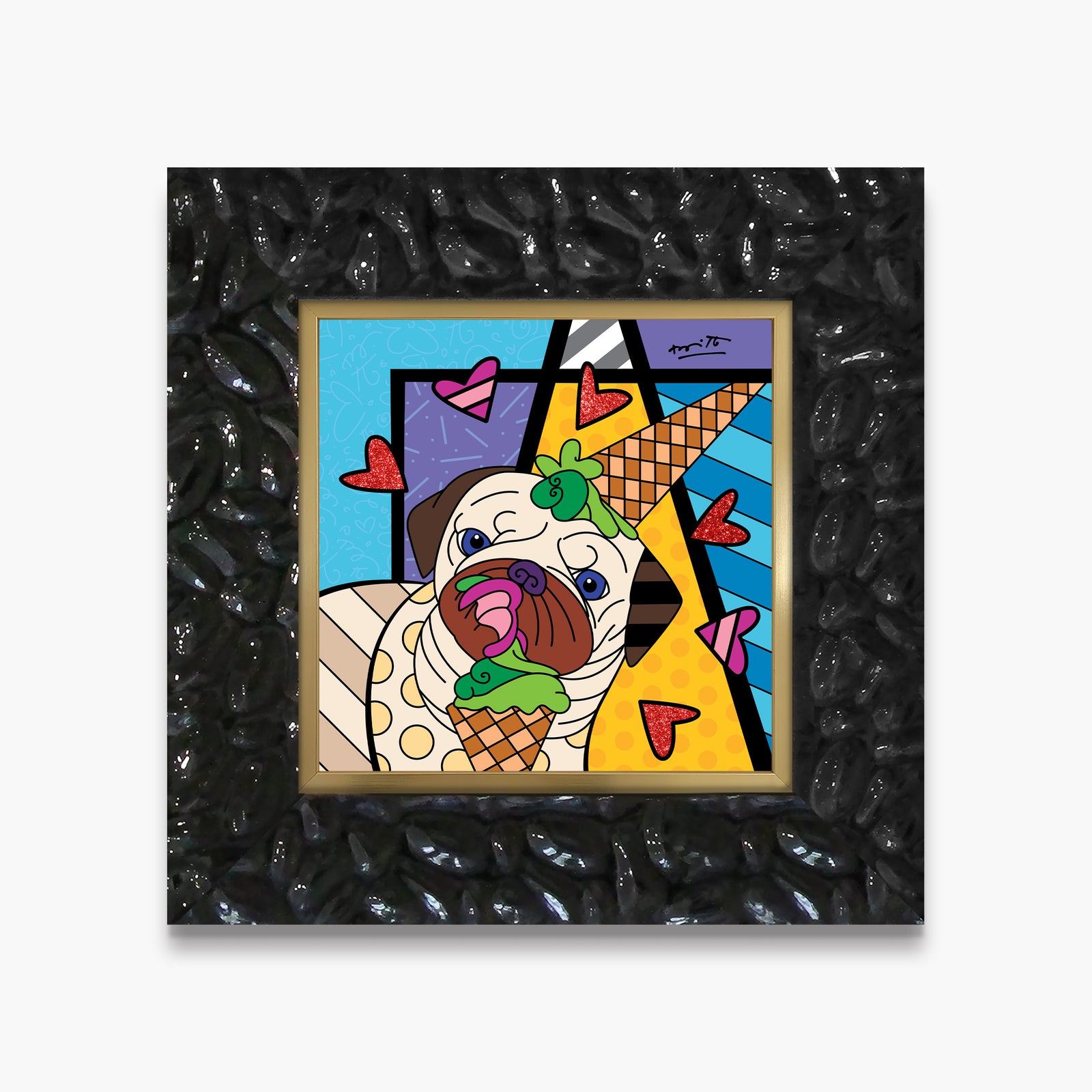 Romero Britto pistachio limited edition print colorful pop art design