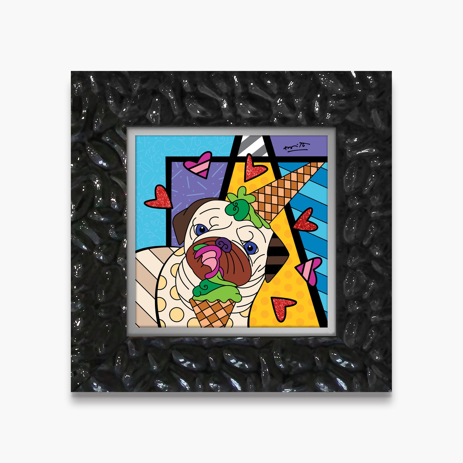 Romero Britto pistachio limited edition print contemporary pop art piece