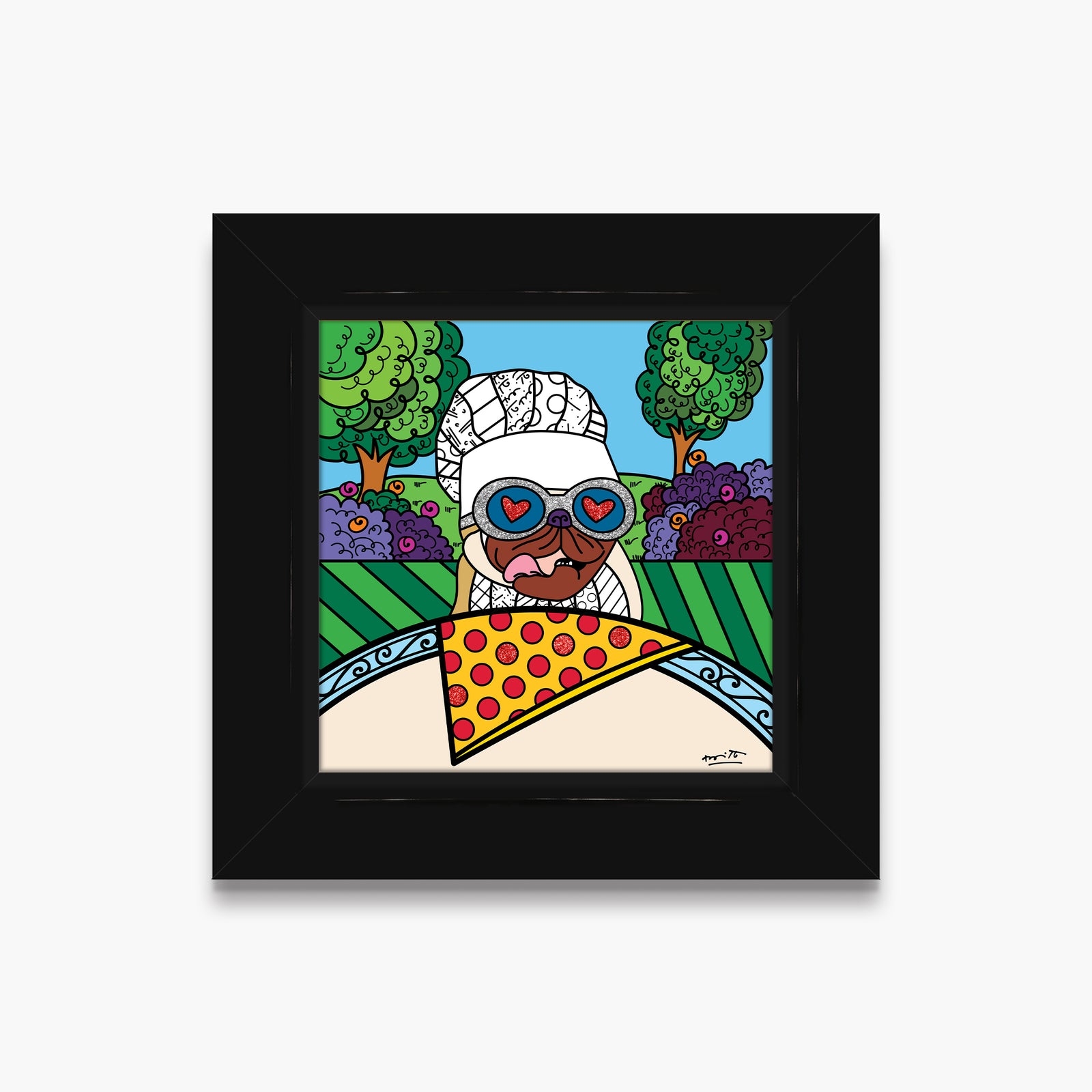 Romero Britto pepperoni limited edition print colorful pop art design