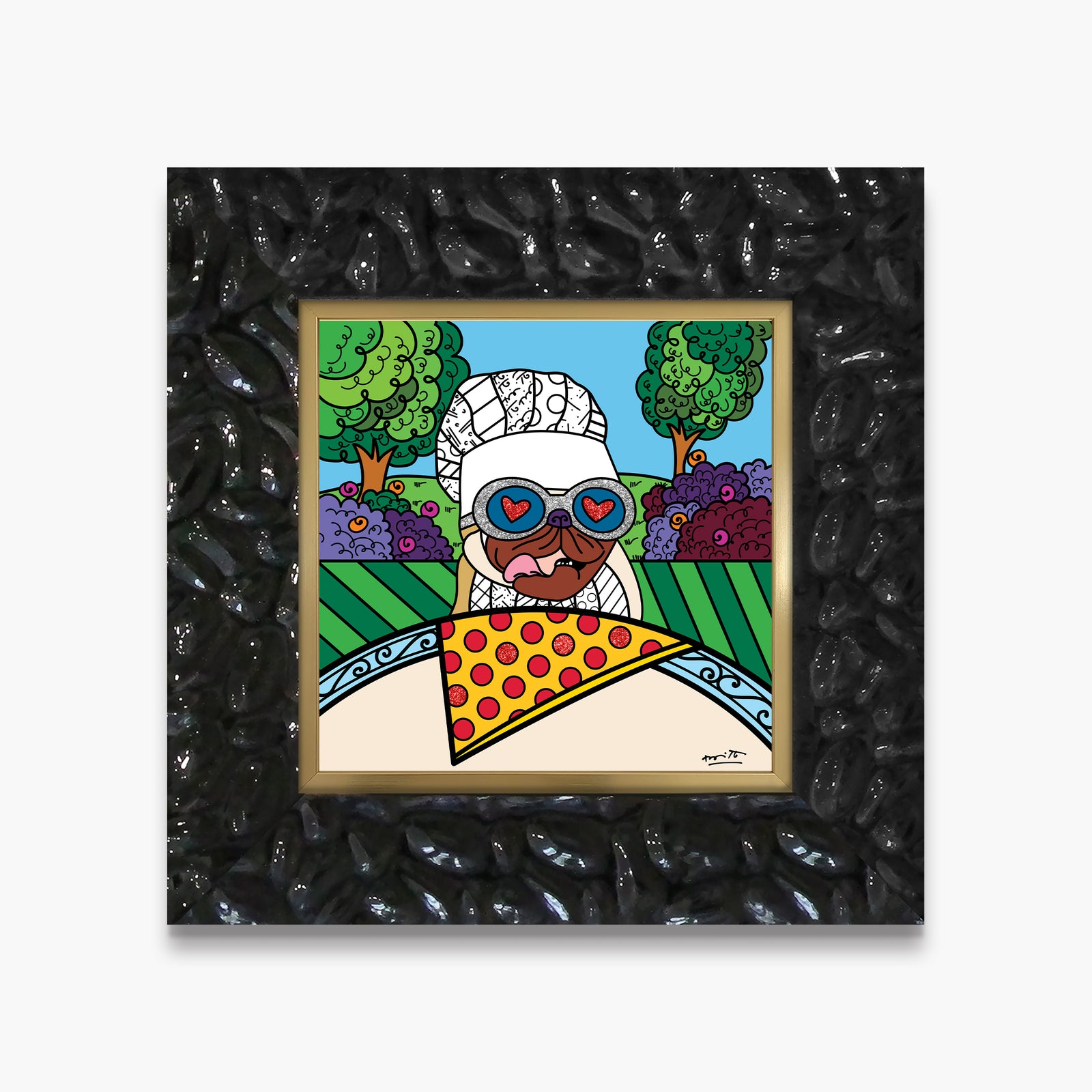Romero Britto pepperoni limited edition print colorful pop art design