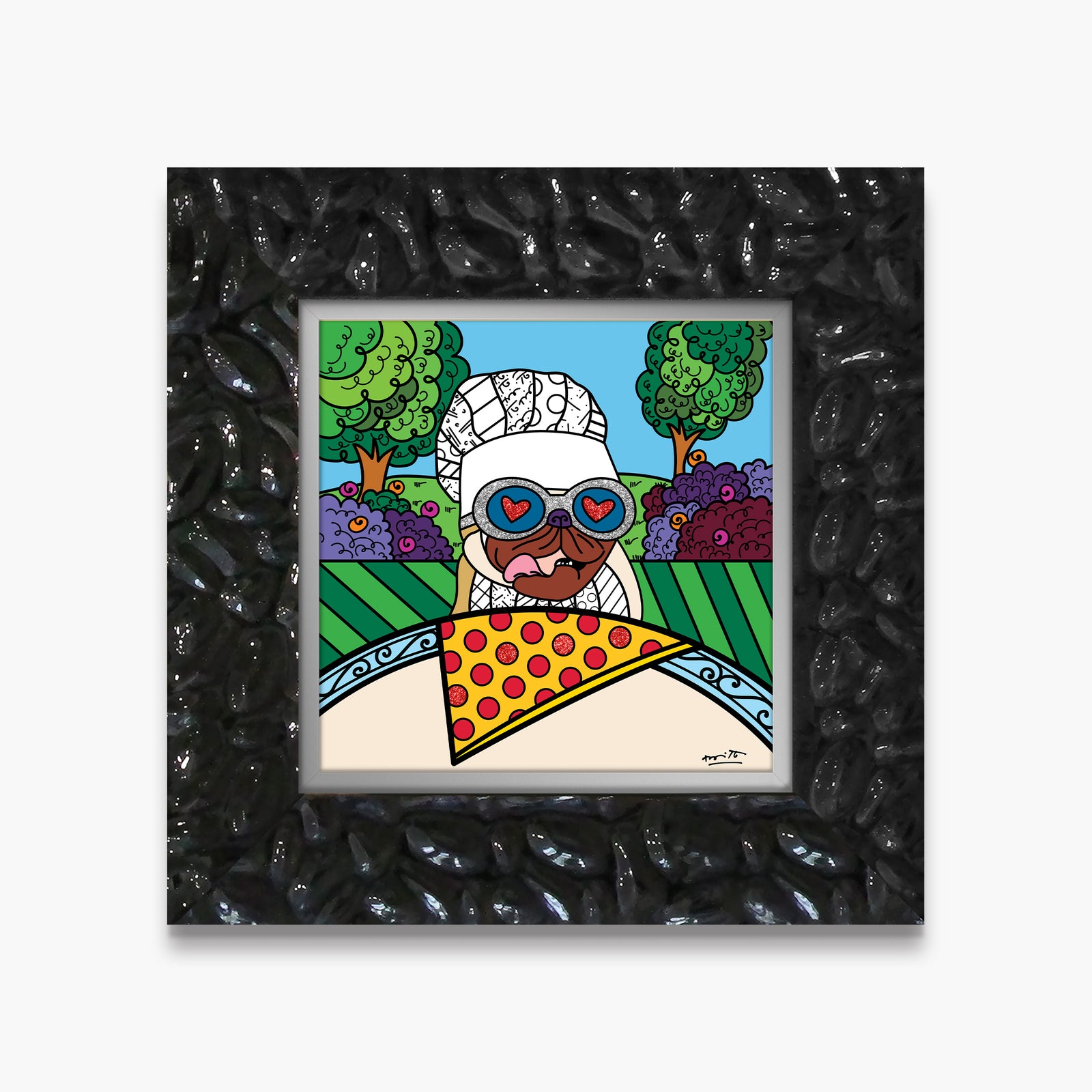 Romero Britto pepperoni limited edition print contemporary pop art piece
