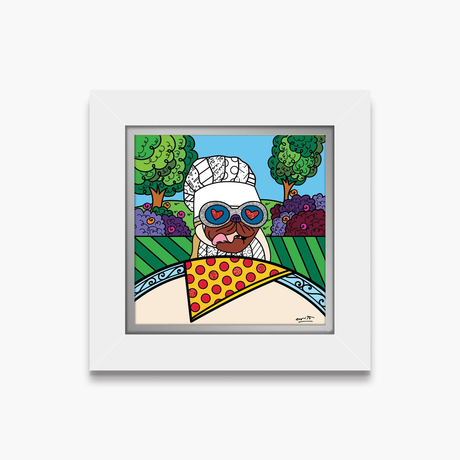 Romero Britto pepperoni limited edition print contemporary pop art piece