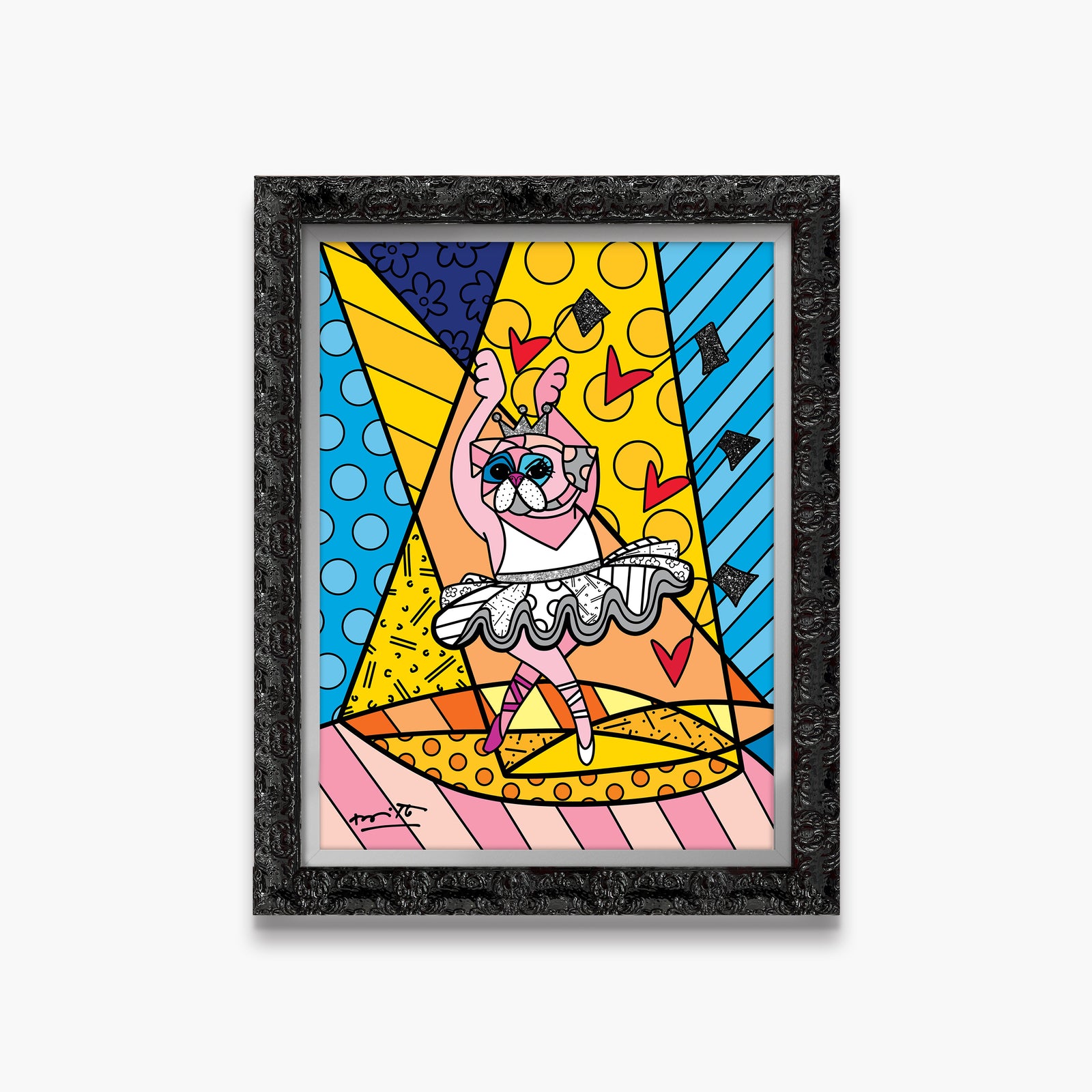 Romero Britto pug ballet limited edition print colorful pop art design