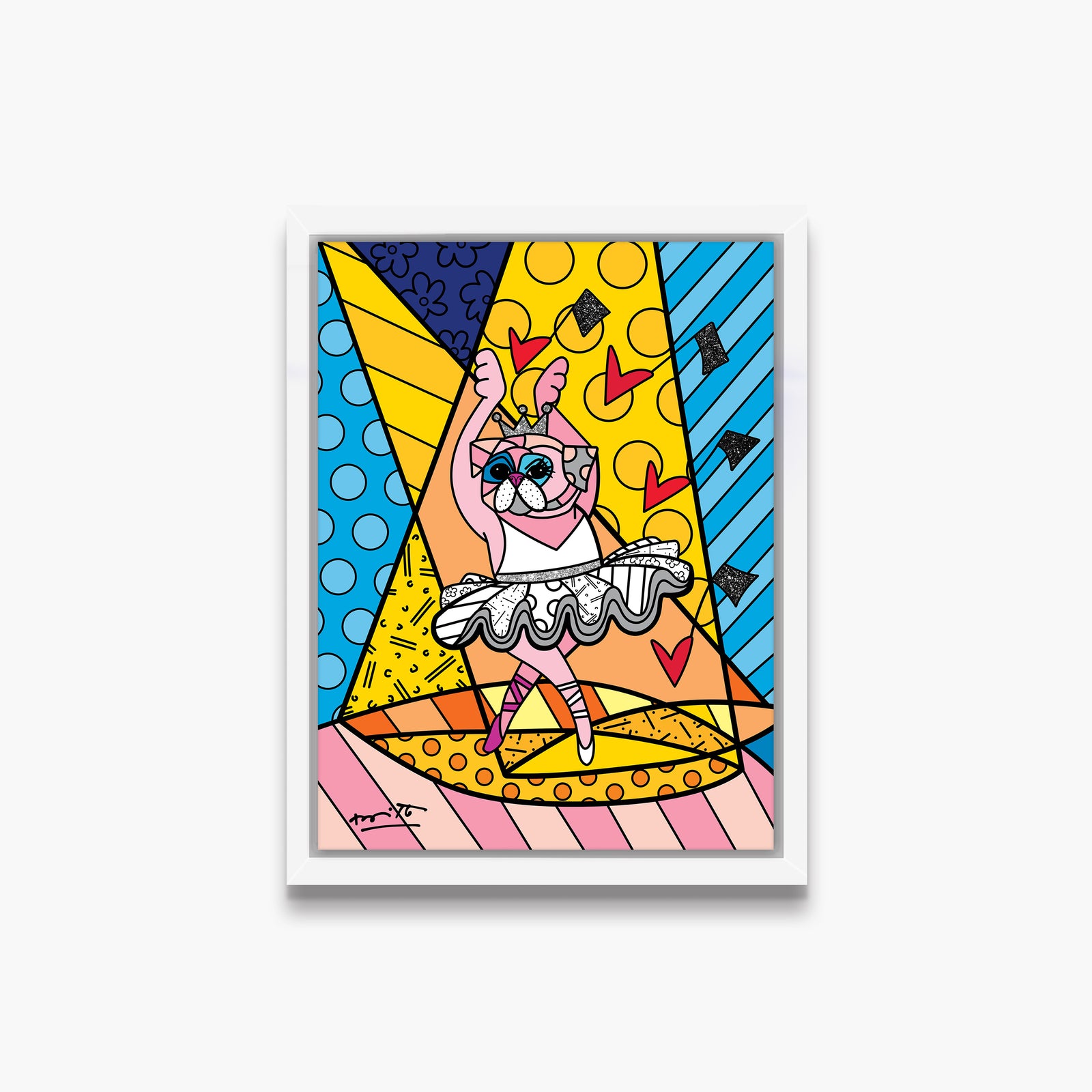 Romero Britto pug ballet limited edition print contemporary pop art piece
