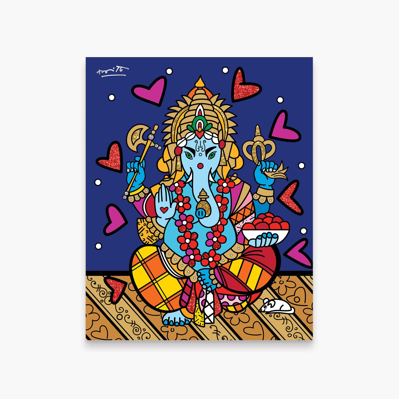 Romero Britto ganesh limited edition print colorful pop art design