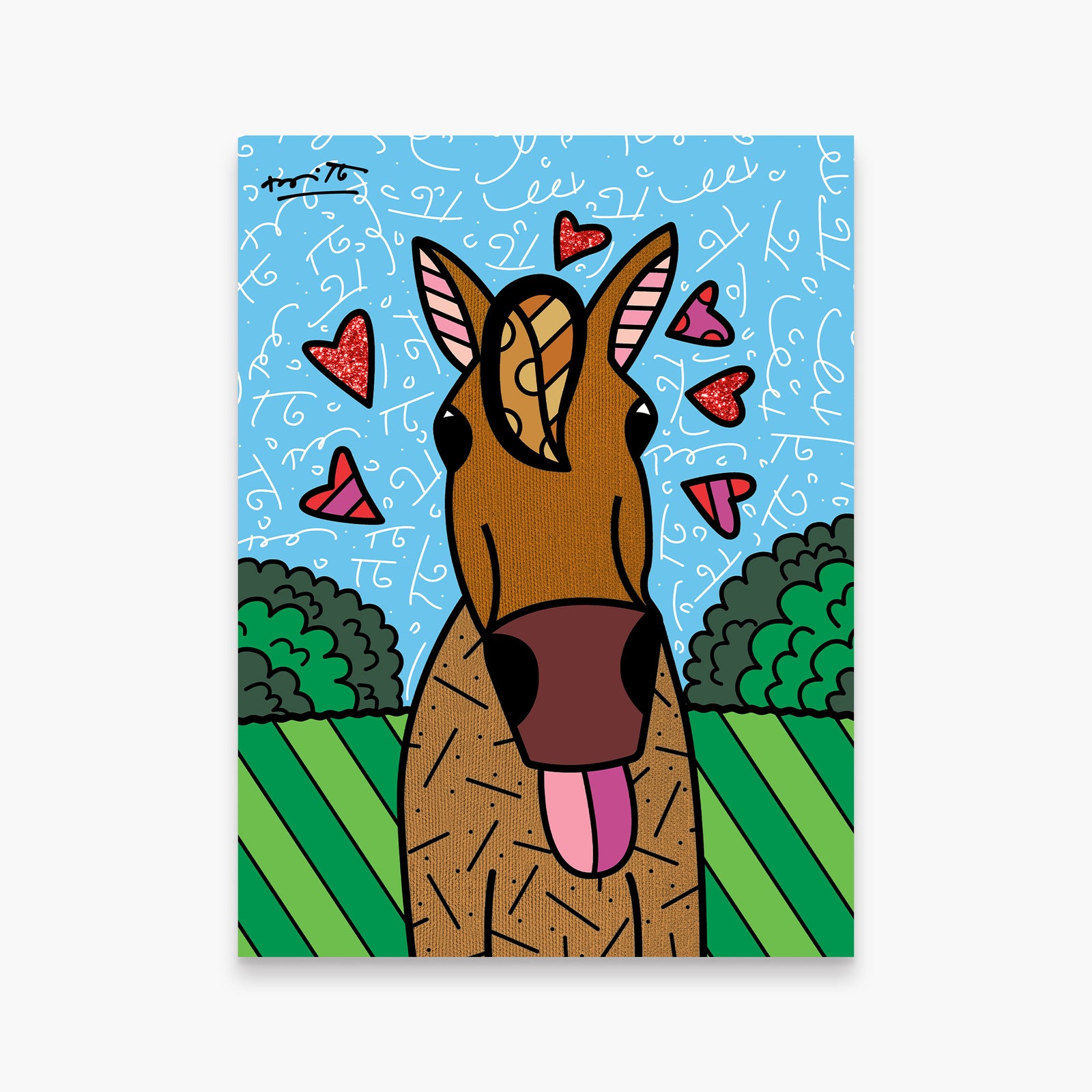 Romero Britto horse country limited edition print colorful pop art design