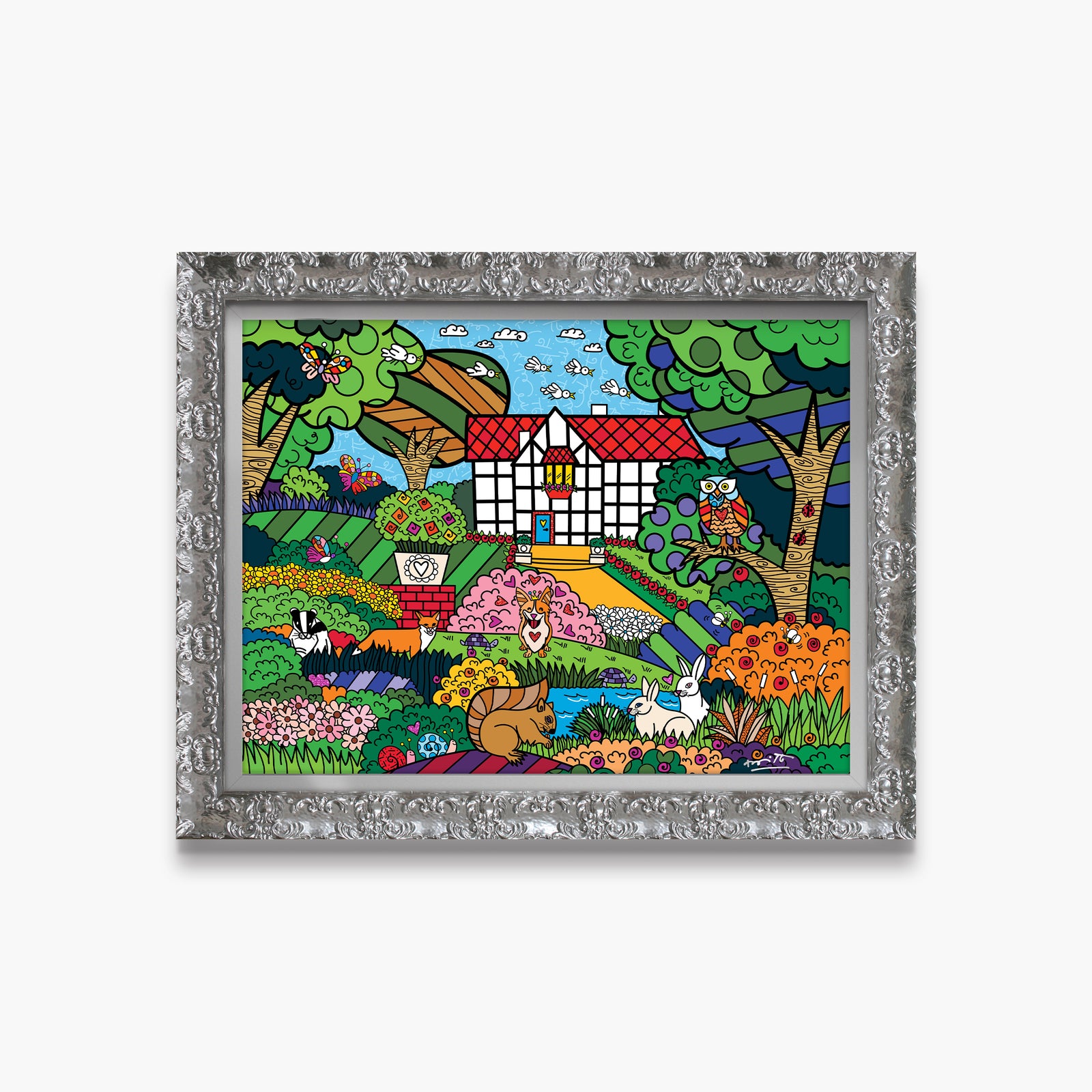 Romero Britto shakespeares garden limited edition print contemporary pop art piece