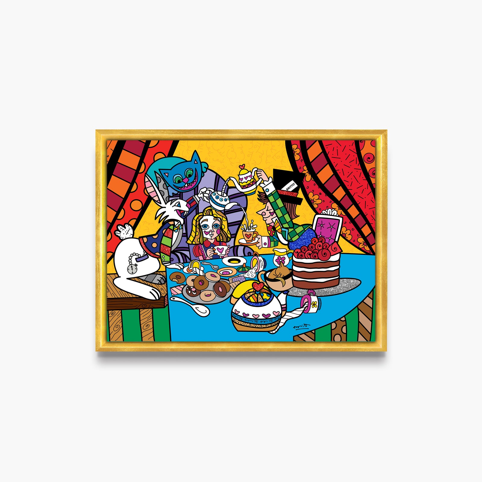 Romero Britto tea party limited edition print colorful pop art design