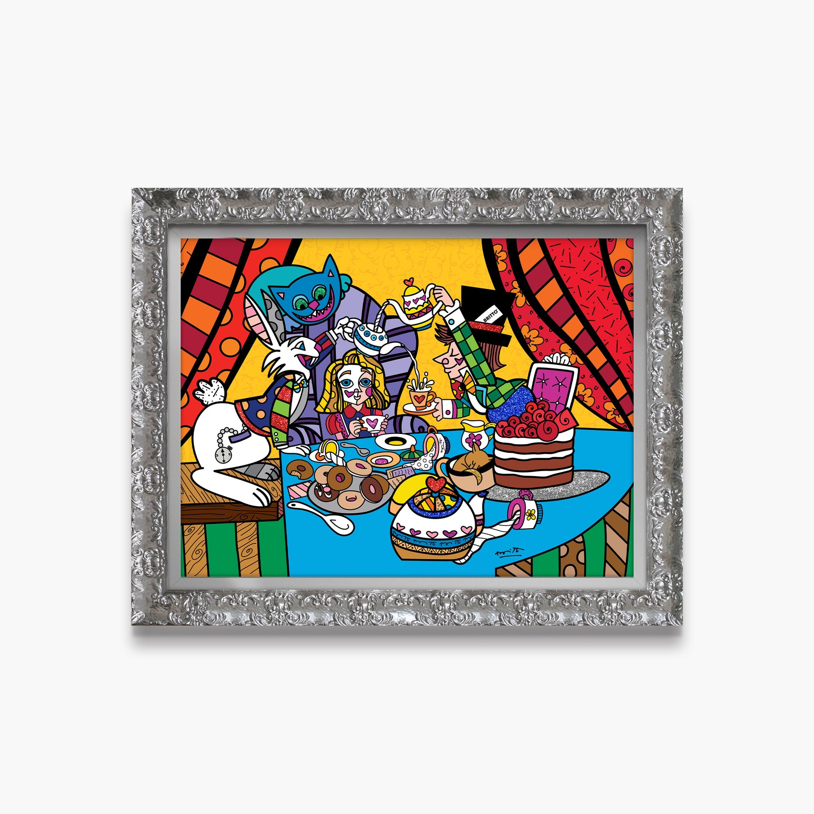 Romero Britto tea party limited edition print contemporary pop art piece