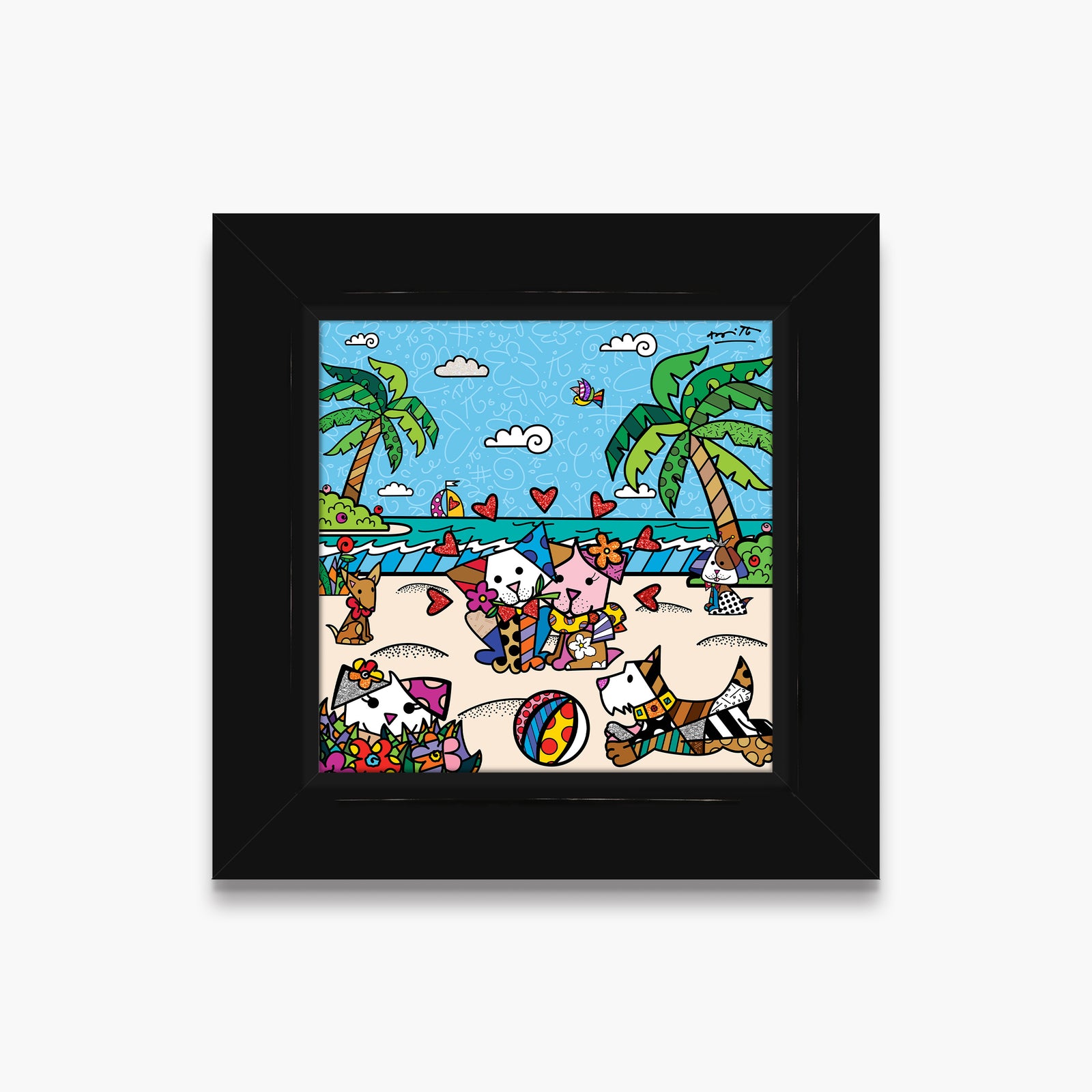 Romero Britto palm beach dogs limited edition colorful pop art design