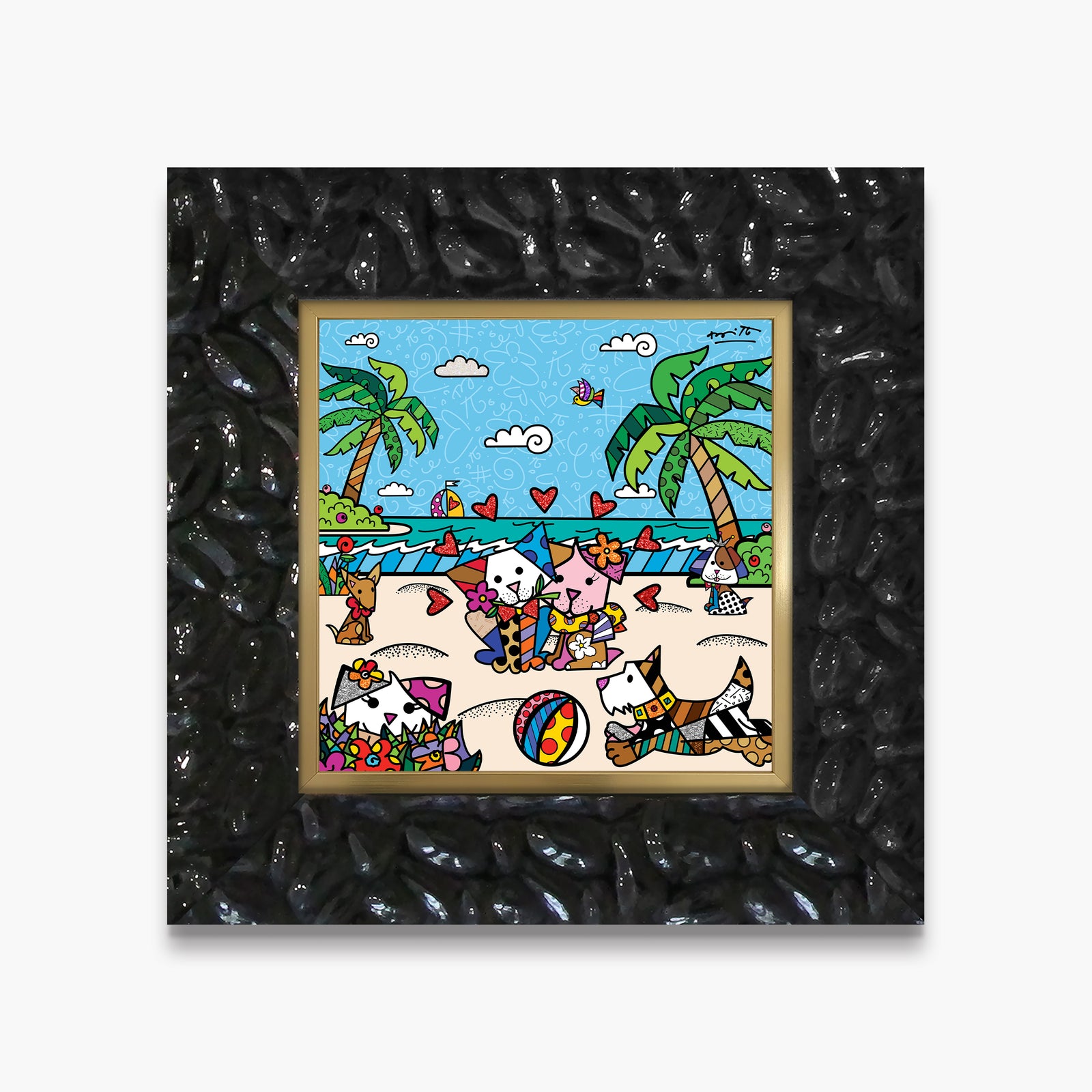 Romero Britto palm beach dogs limited edition colorful pop art design