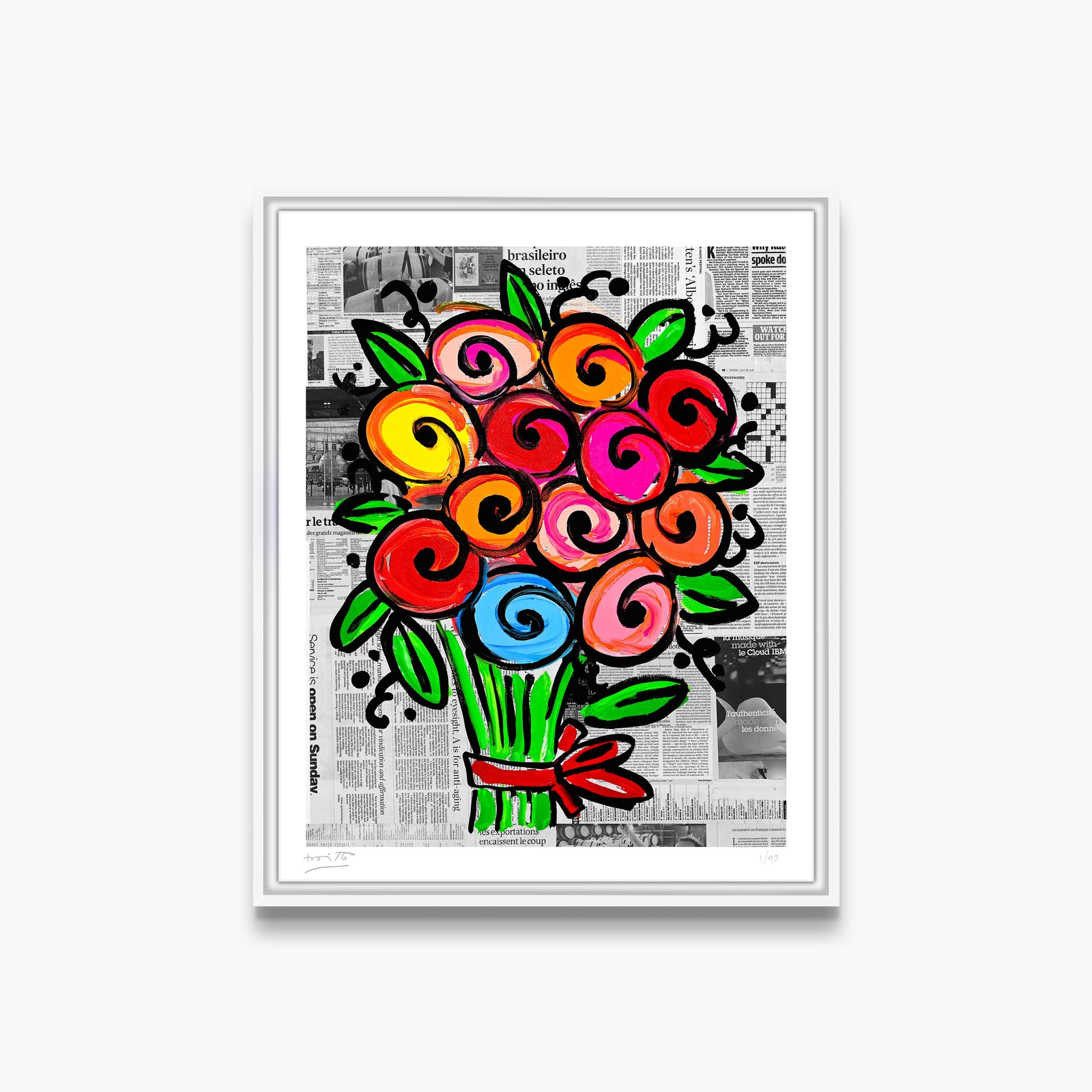 Romero Britto madelines flowers limited edition print contemporary pop art piece