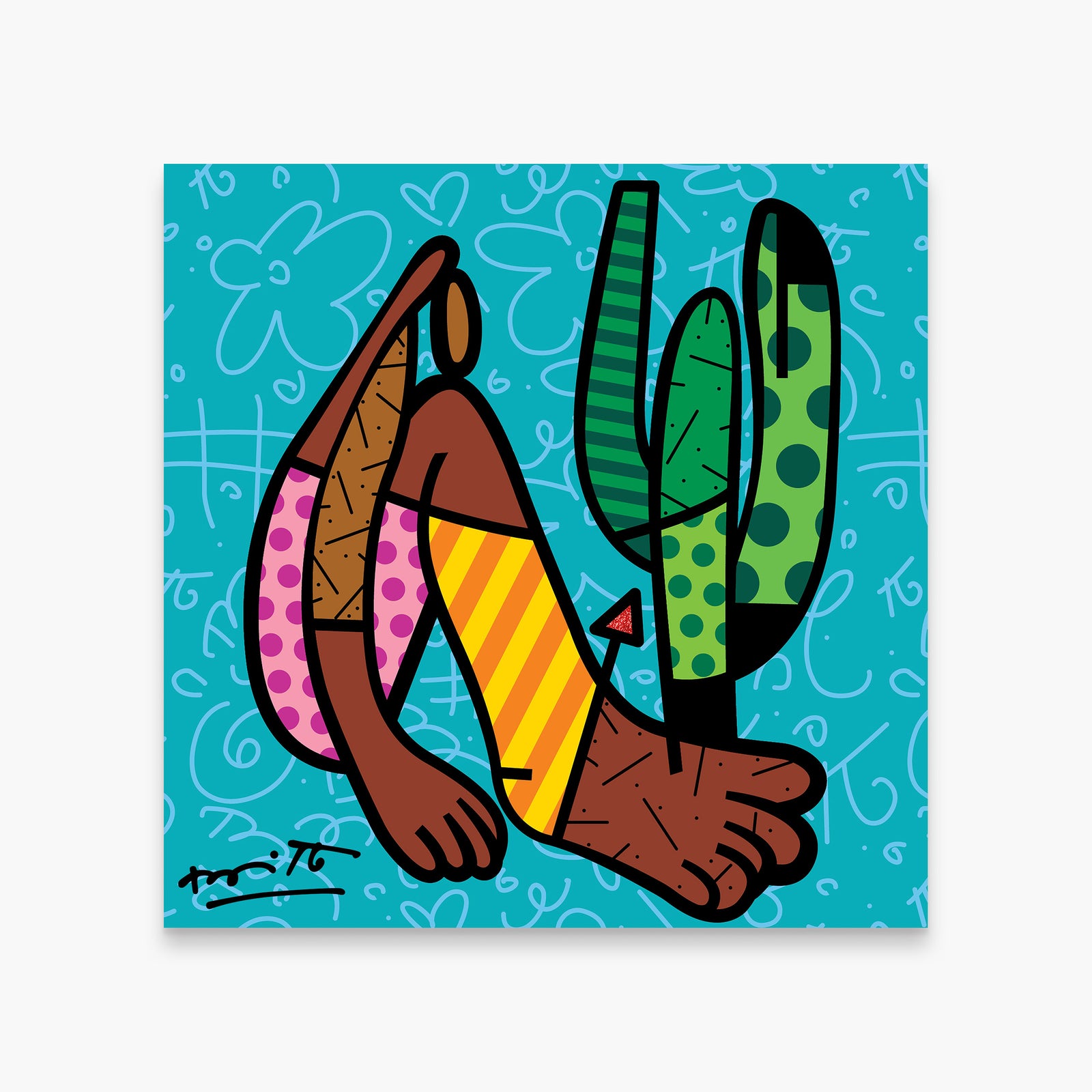 Romero Britto modernism limited edition print colorful pop art design