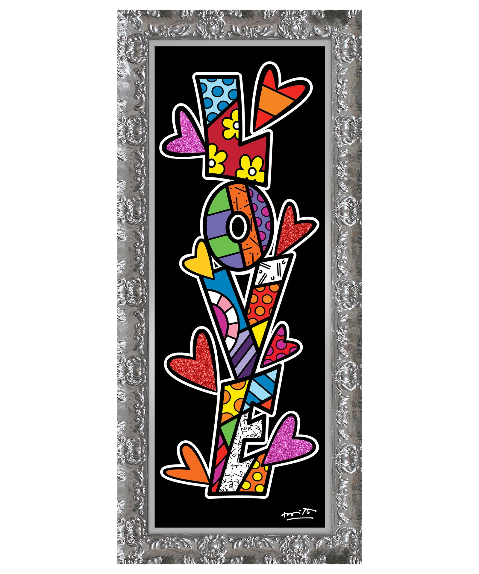 Romero Britto up love limited edition print contemporary pop art piece