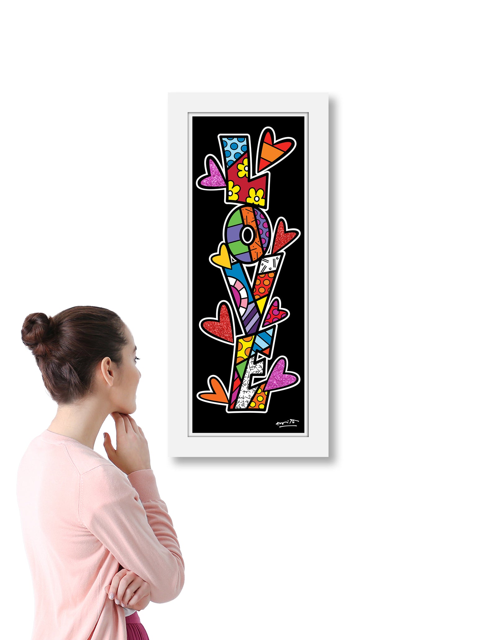 Romero Britto up love limited edition print contemporary pop art piece