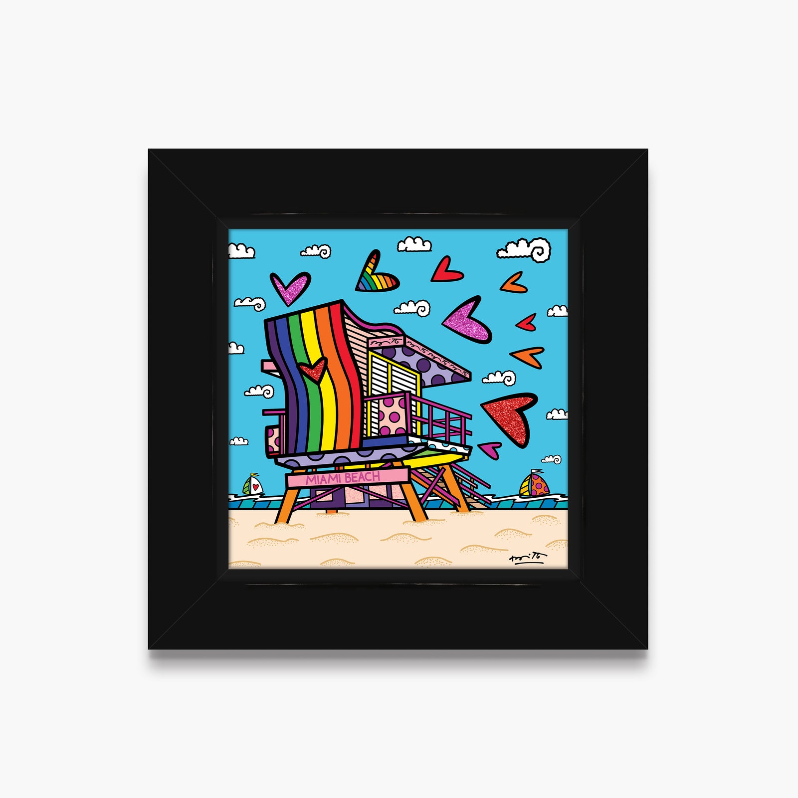 Romero Britto miami beach pride limited edition colorful pop art design