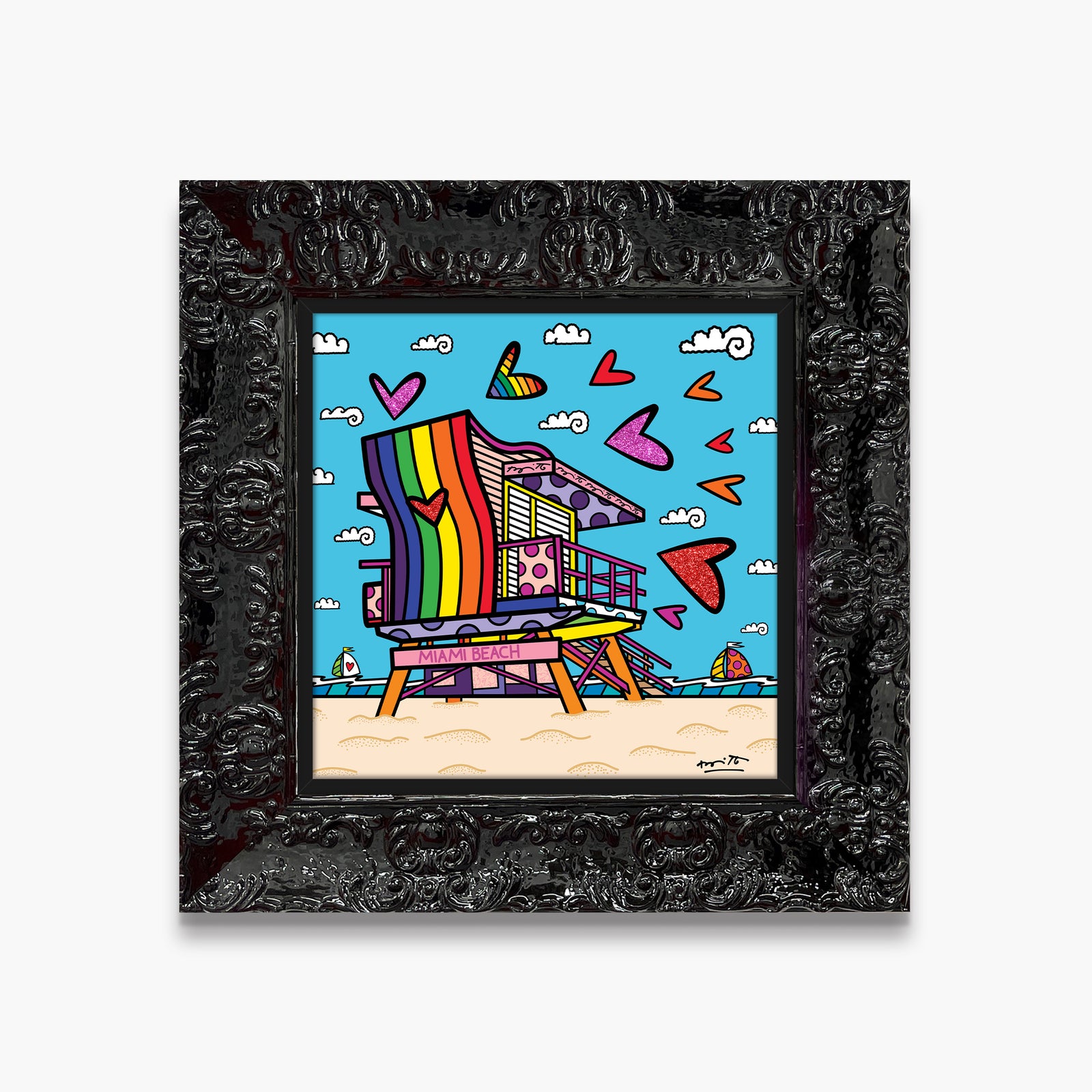 Romero Britto miami beach pride limited edition contemporary pop art piece