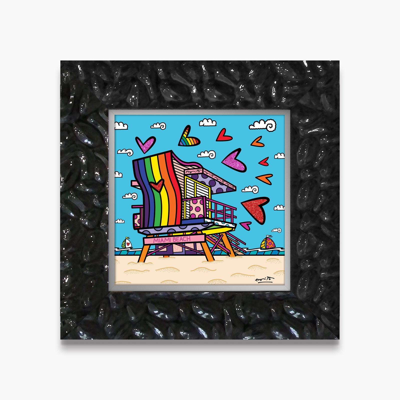 Romero Britto miami beach pride limited edition contemporary pop art piece