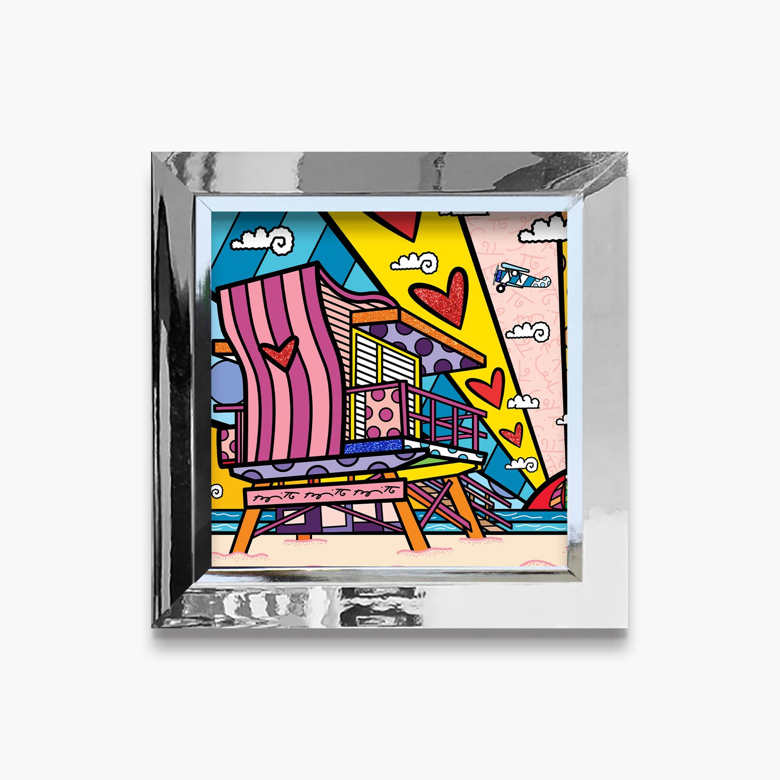 Romero Britto lifeguard beach love limited edition colorful pop art design