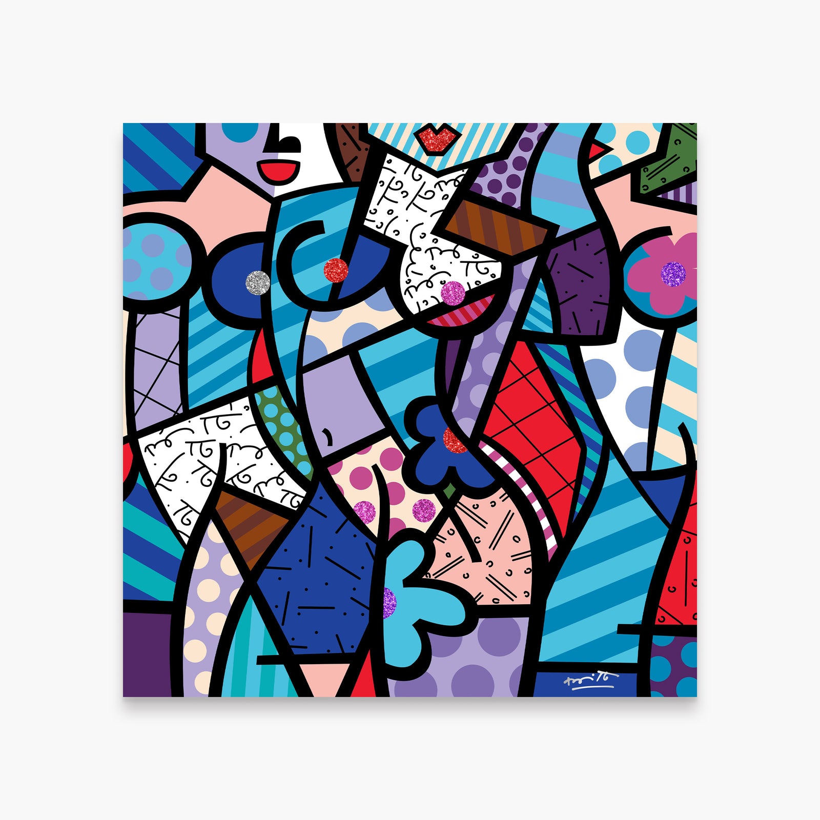 Romero Britto pleasures limited edition print colorful pop art design