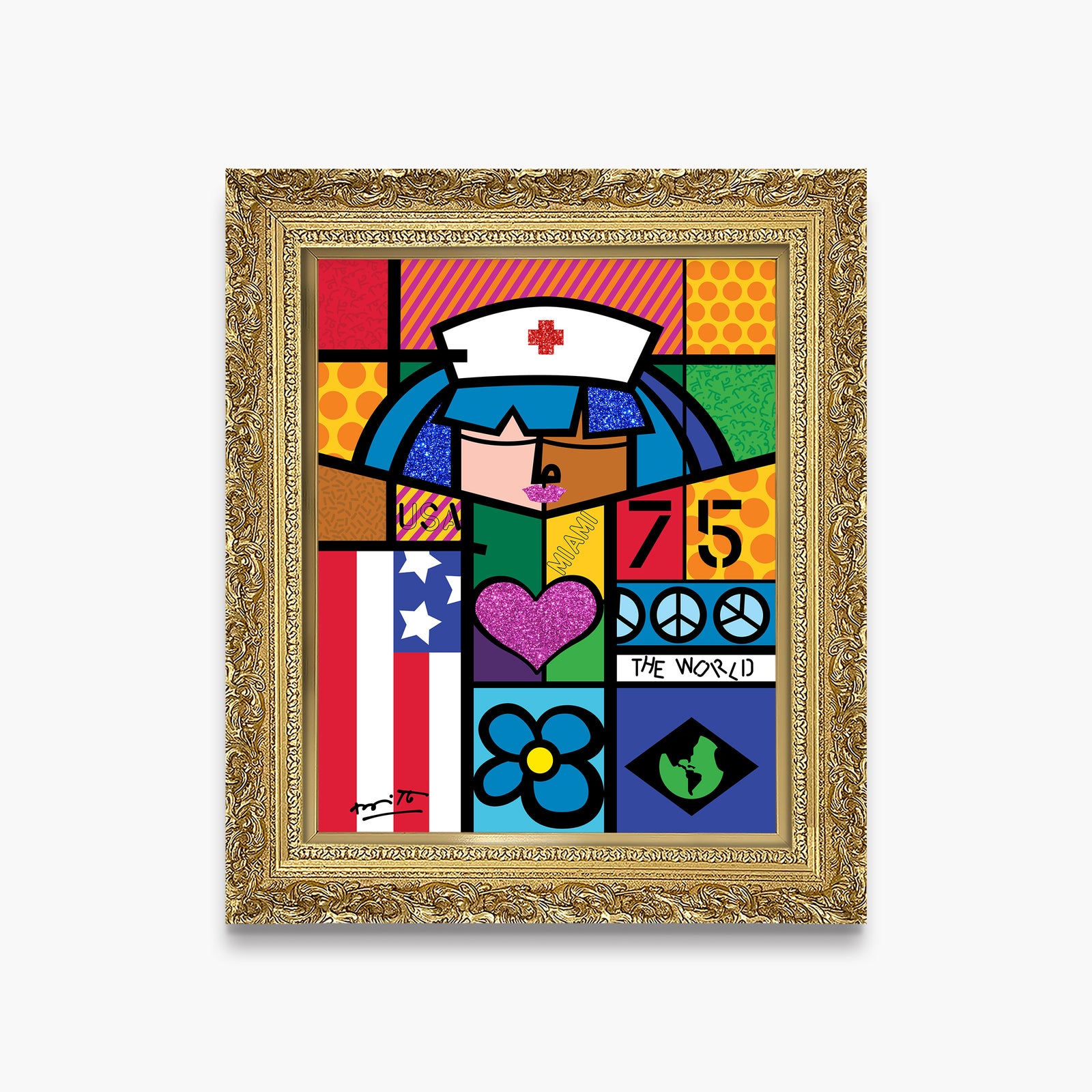 modern pop art red cross limited edition print vibrant home decor