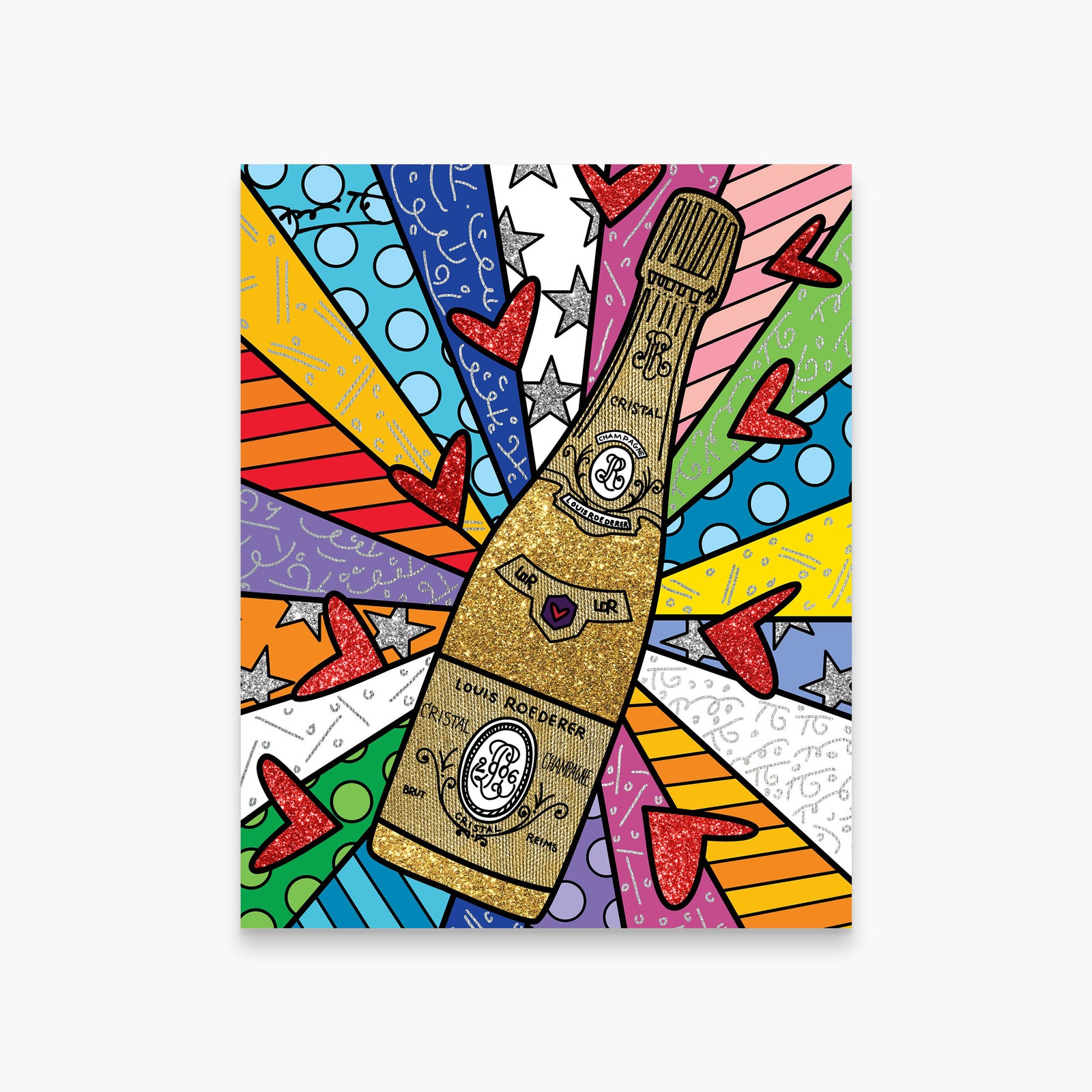 Romero Britto lets celebrate limited edition print colorful pop art design