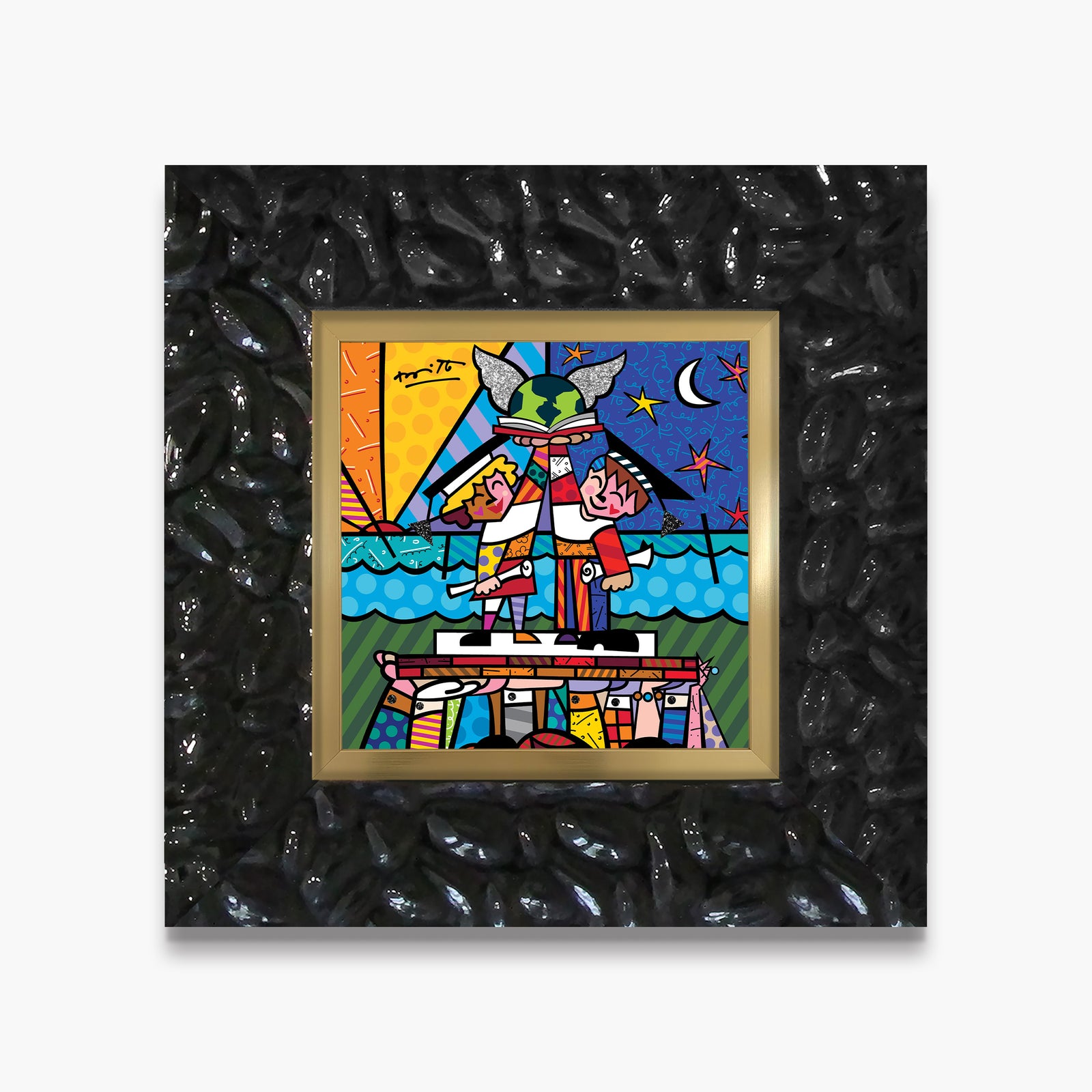 Romero Britto congratulations limited edition contemporary pop art piece