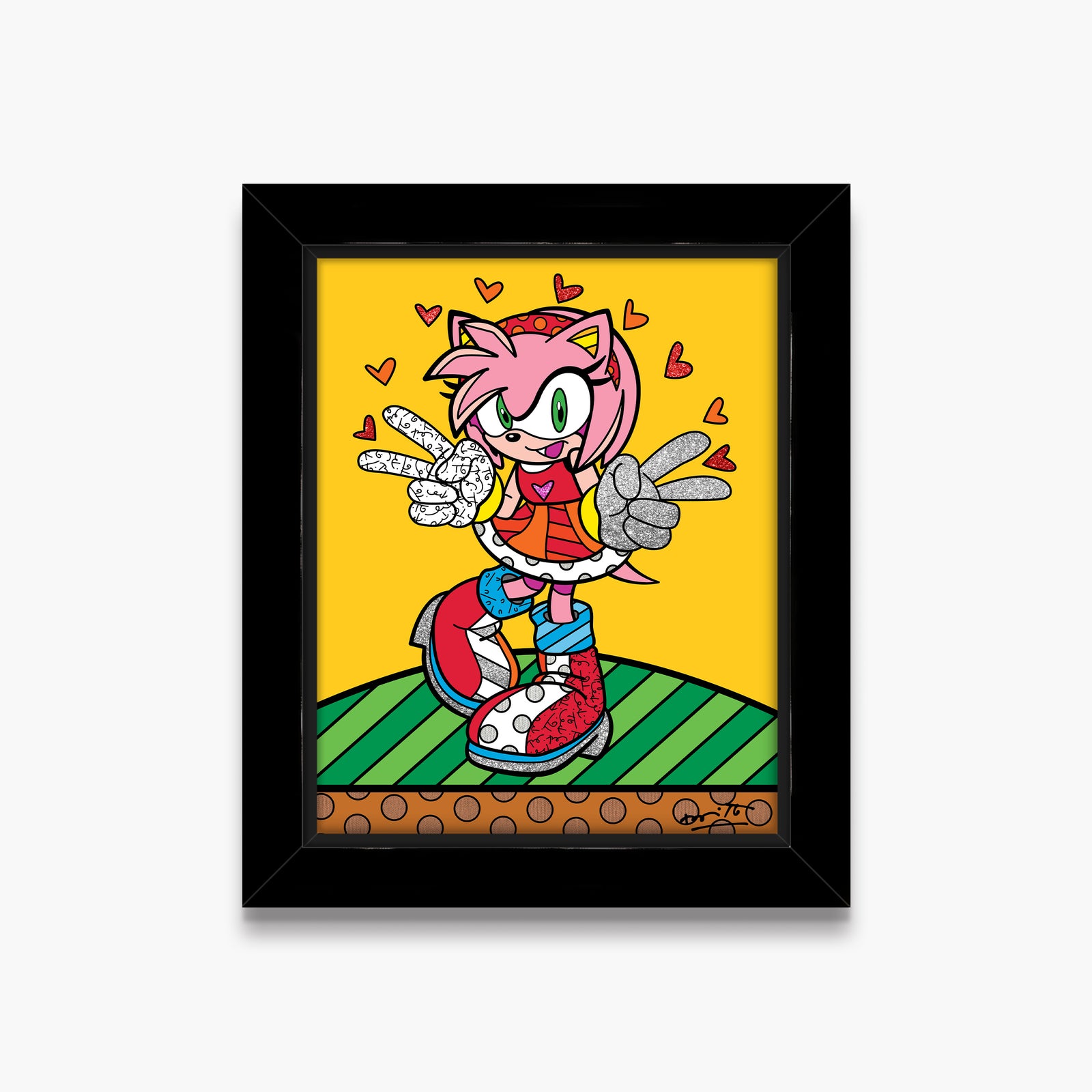 Romero Britto kawaii amy rose sega by colorful pop art design