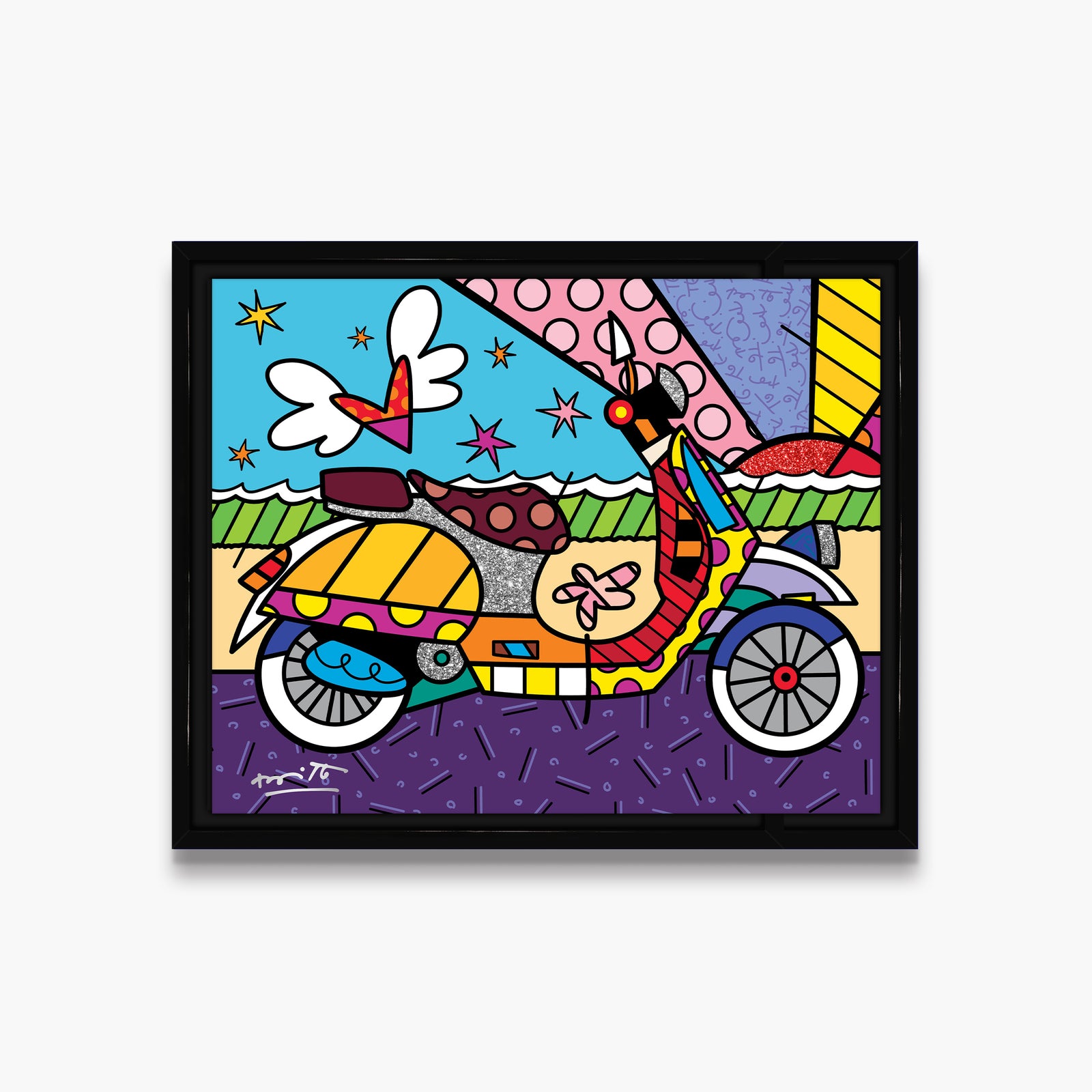 Romero Britto milano limited edition print colorful pop art design