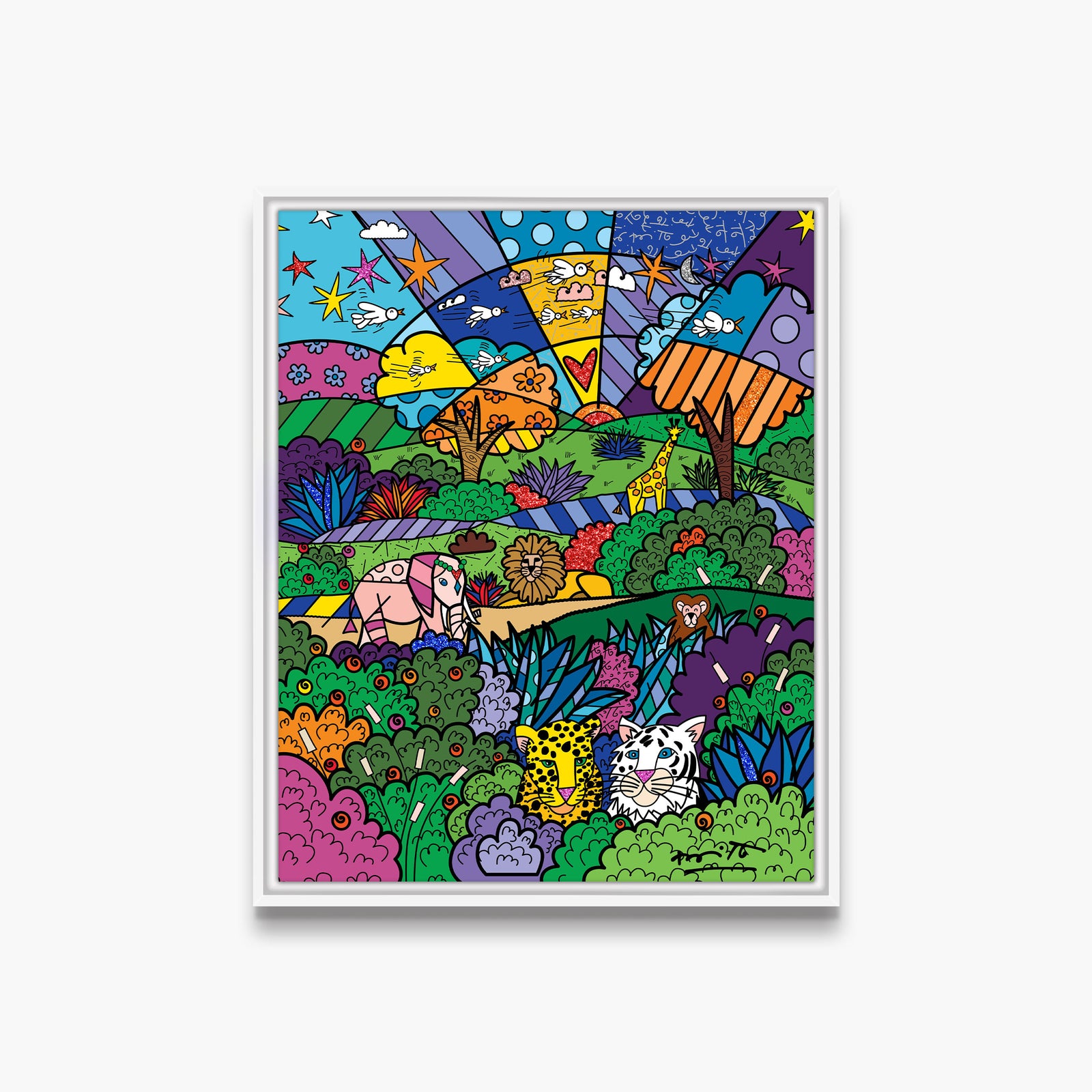 Romero Britto safari limited edition print colorful pop art design