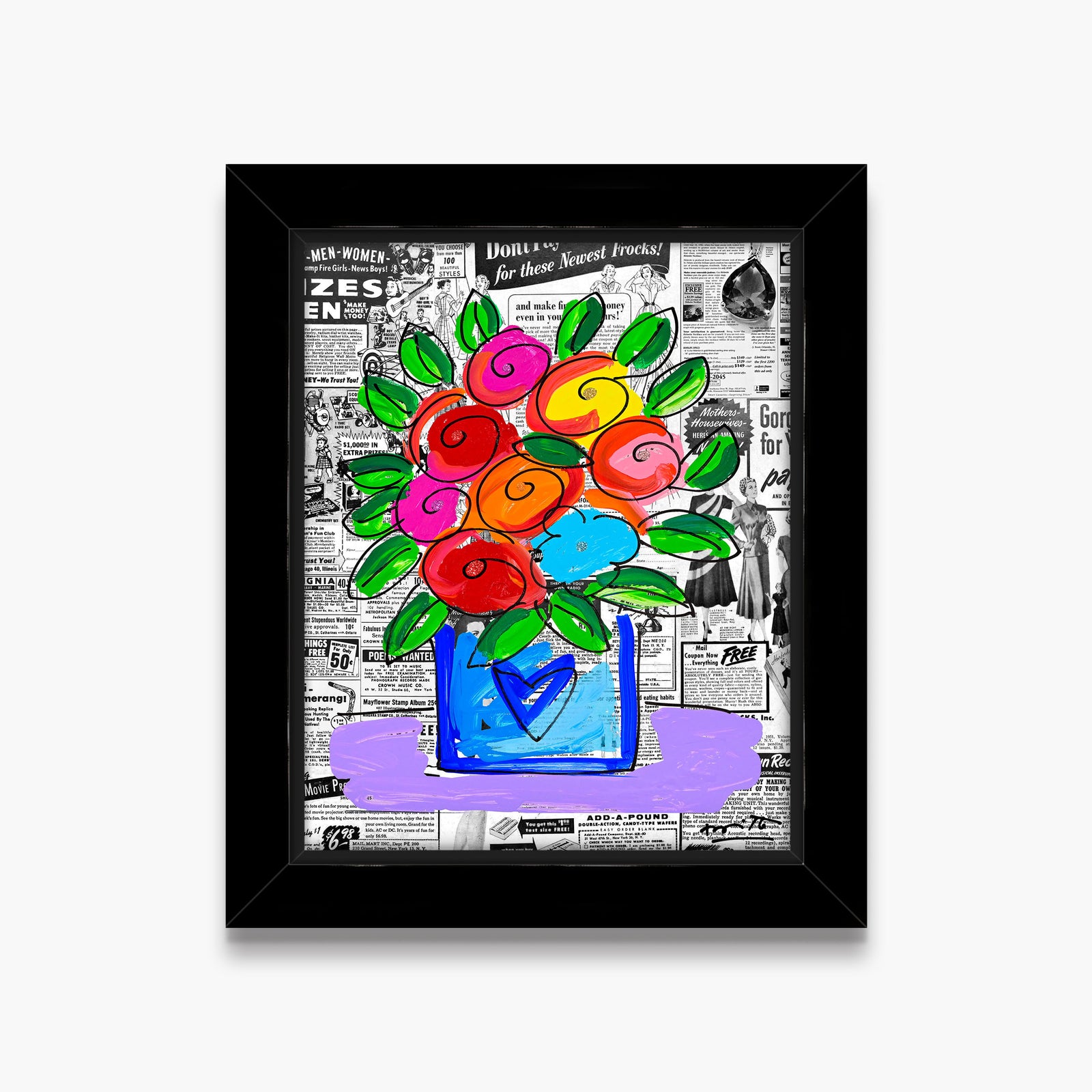 modern pop art britto flowers limited edition print vibrant home decor