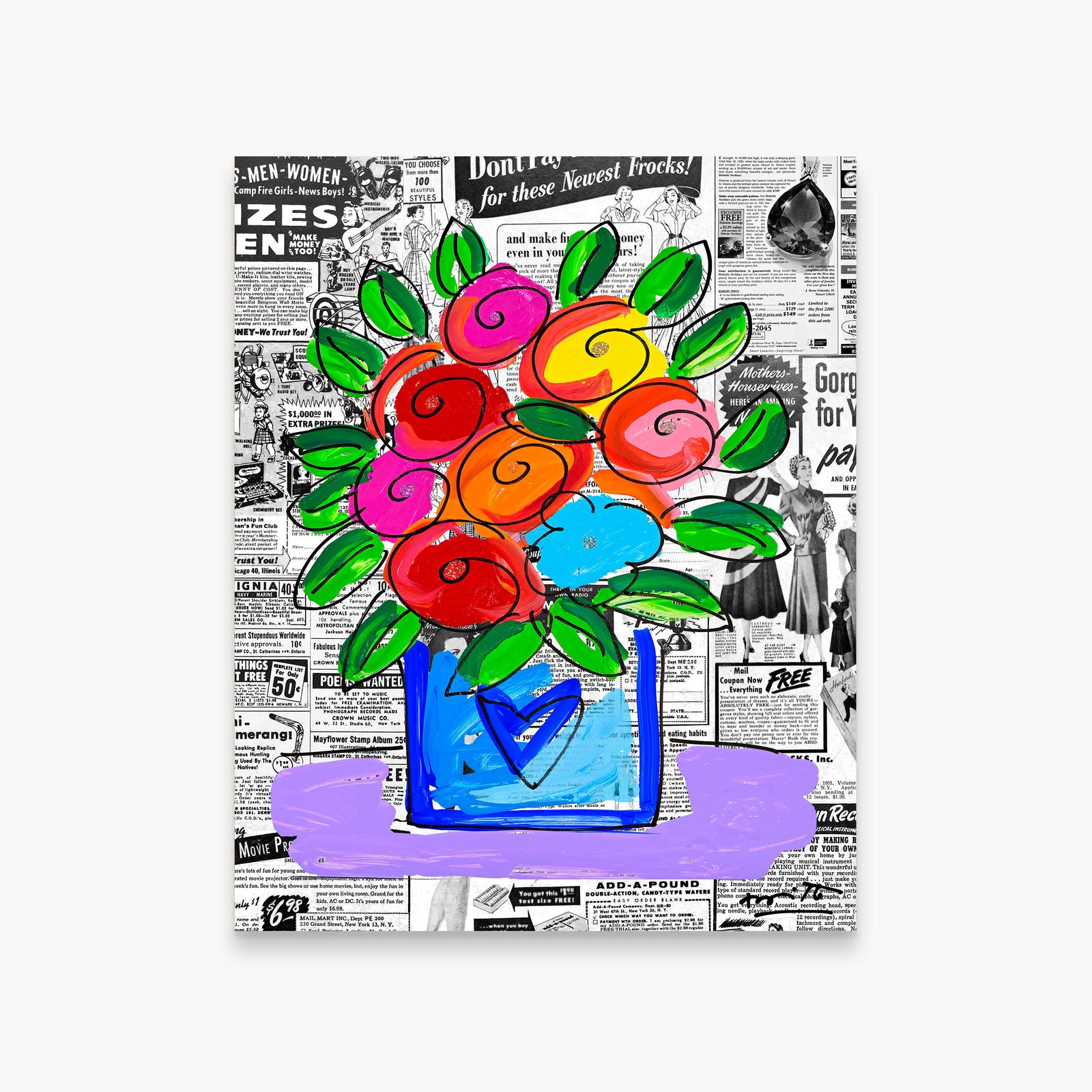 Romero Britto britto flowers limited edition print colorful pop art design