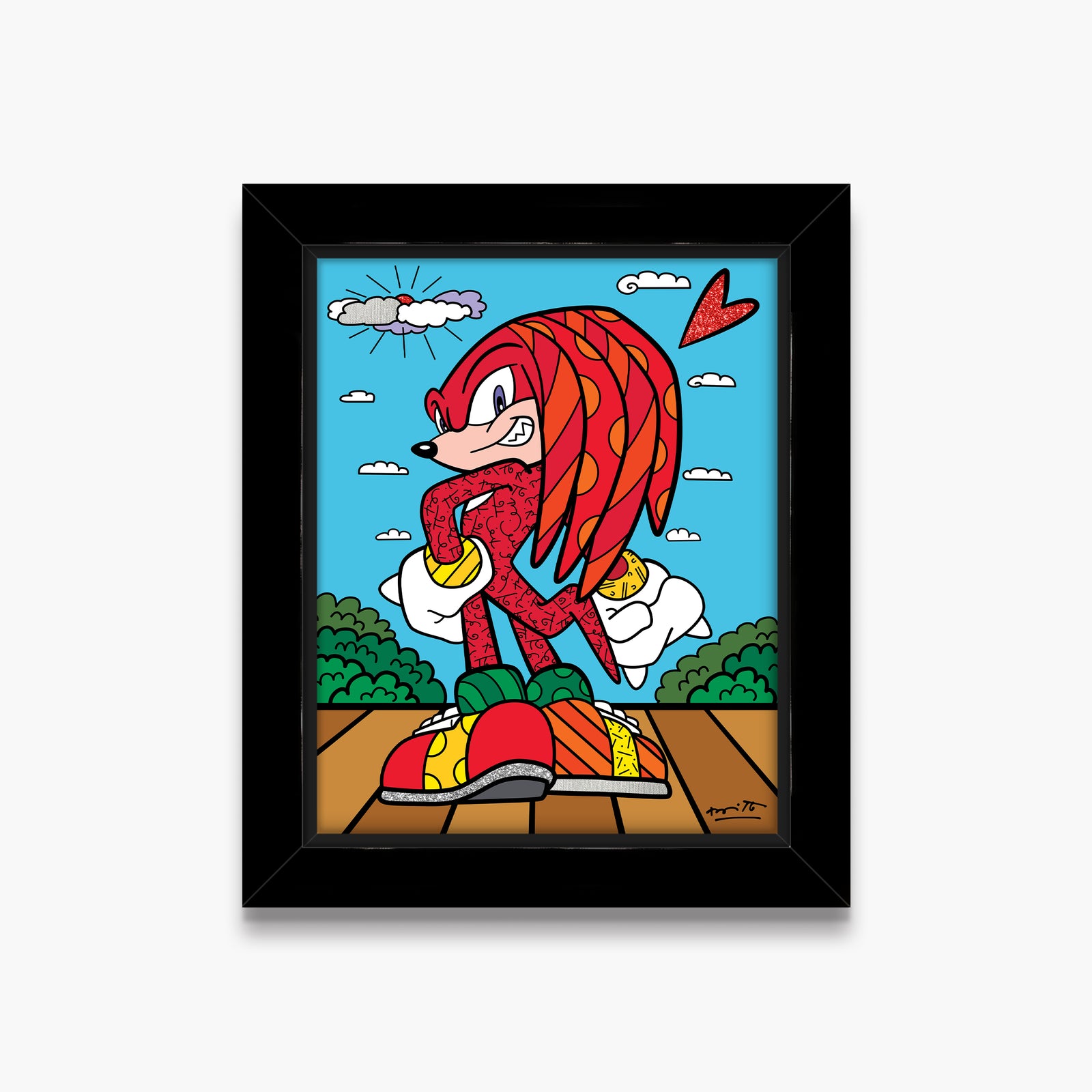 Romero Britto knuckles the echidna sega by colorful pop art design