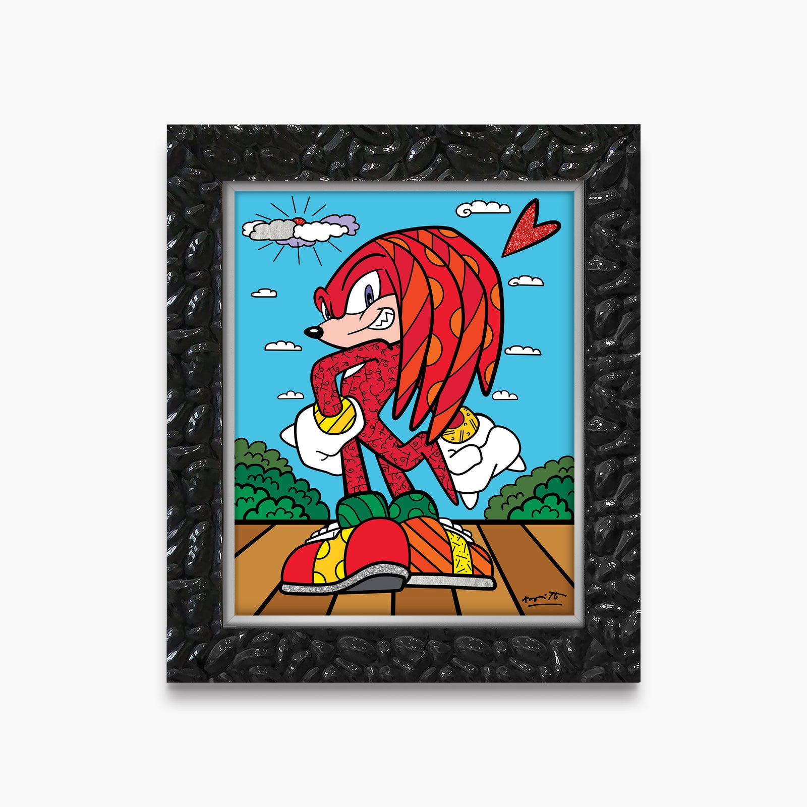 Romero Britto knuckles the echidna sega by contemporary pop art piece