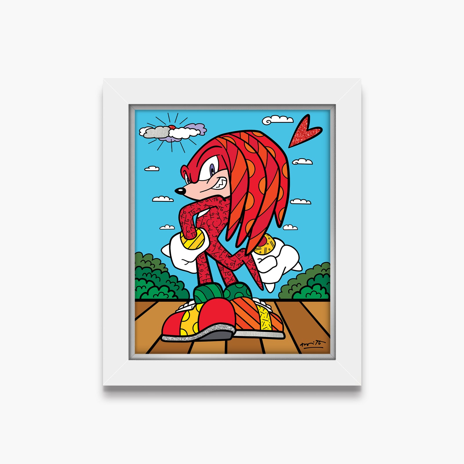 Romero Britto knuckles the echidna sega by contemporary pop art piece