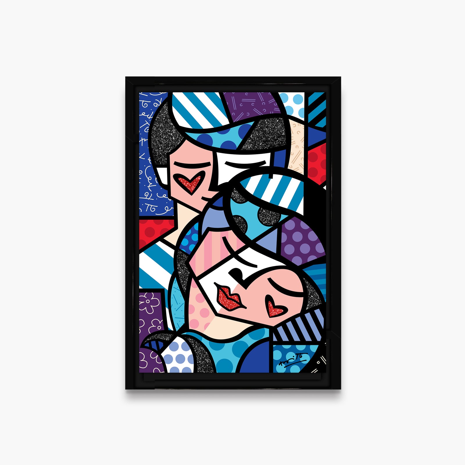 Romero Britto embracing love limited edition print colorful pop art design