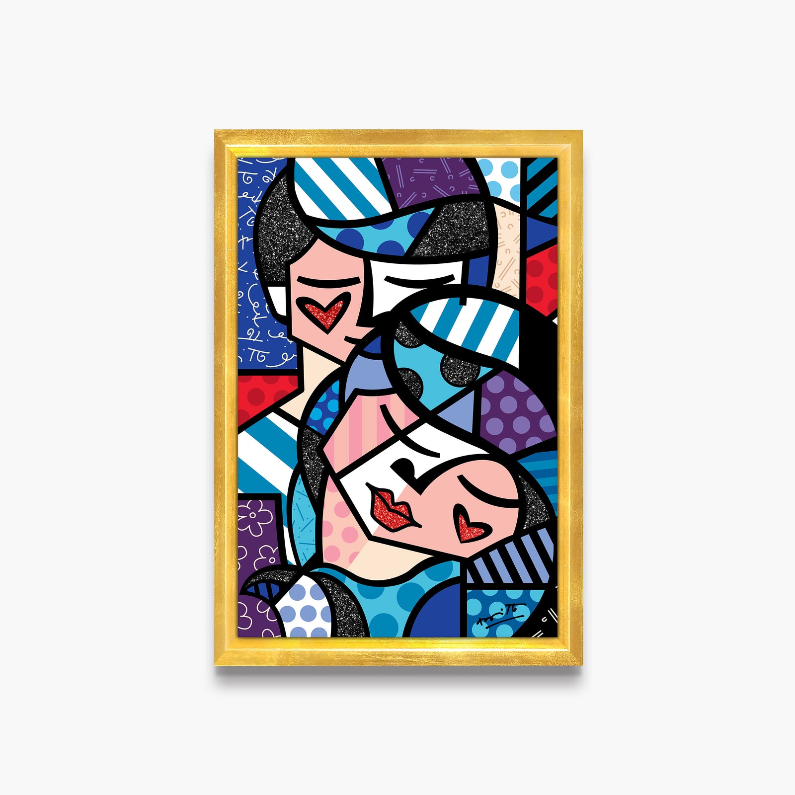 Romero Britto embracing love limited edition print contemporary pop art piece